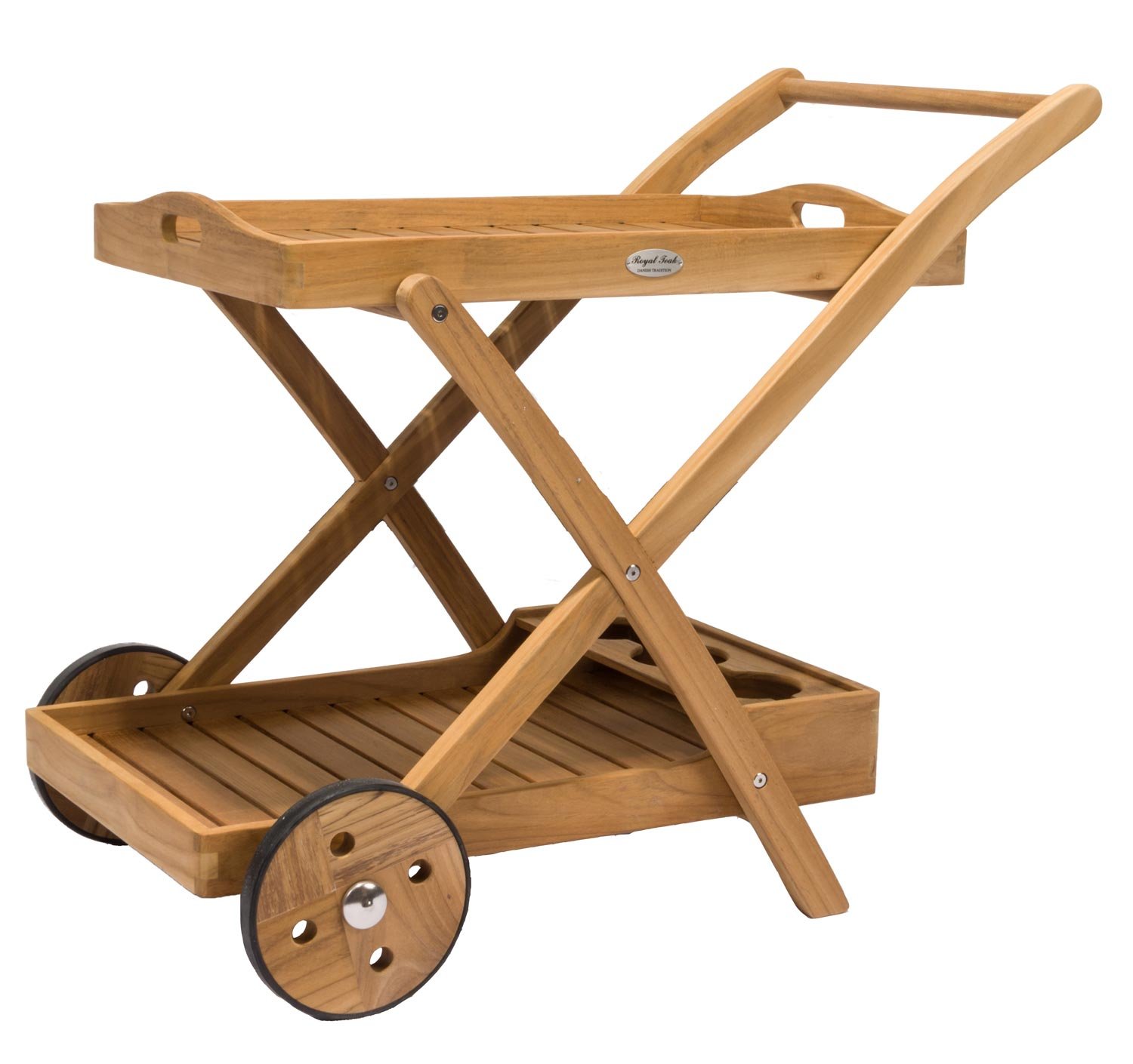 TTC Teak Tray Cart - Portable Serving for Home & Outdoor
