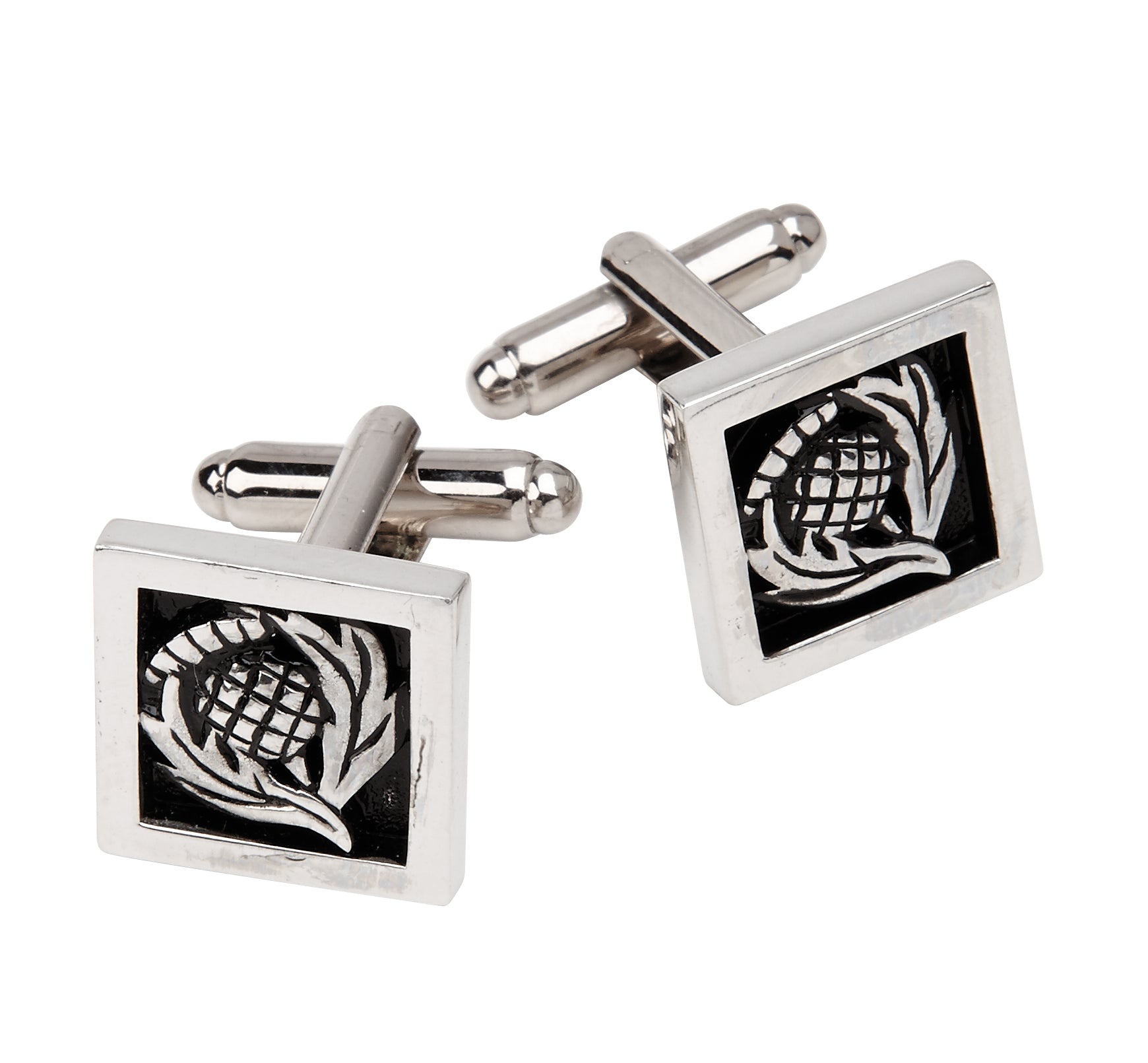 Elegant Square Thistle Cufflinks for Men - Stainless Steel Scottish Thistle Design Formal Accessories - Perfect for Weddings, Business Meetings & Special Occasions