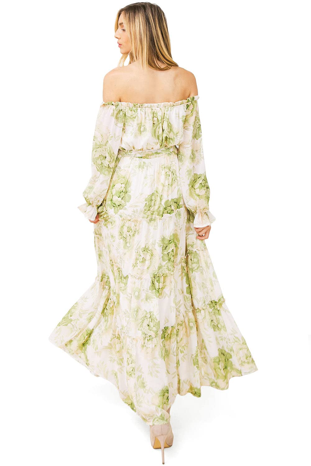 Flying Tomato Women's Floral Off Shoulder Maxi Dress - Summer Beach Wedding Party Dress for Vacation & Boho Style Outfits