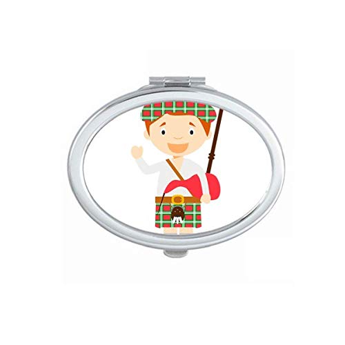 DIYthinker Red Green Scotland Cartoon Mirror - Portable Folding Double-Sided Makeup Mirror with Handle for Travel, Home & Vanity Use