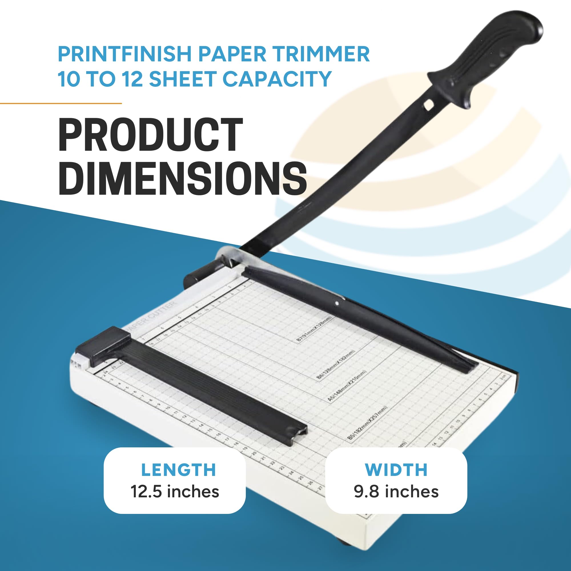 Printfinish Guillotine Paper Cutter - 12 Inch Heavy Duty Paper Trimmer with Scoring Board & Adjustable Ruler - Professional Office Paper Slicer for Cardstock, Photos, Craft Projects - Perfect for Scrapbooking, Invitations & Document Cutting