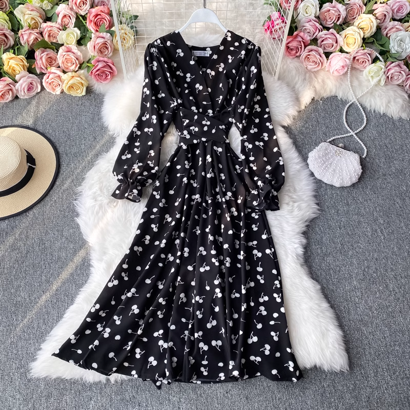 French V-Neck Short Sleeve Summer Swing Dress - Flowy Casual Sundress for Beach, Vacation & Date Night | Women's Elegant Midi Dress 923