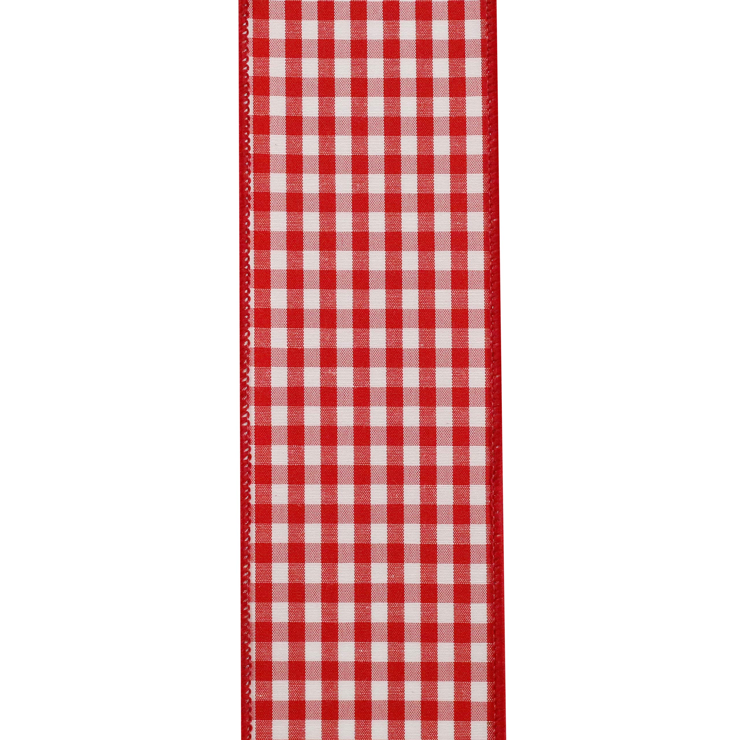 Reliant Gingham Check Wired Edge Ribbon - 2.5 Inch x 10 Yards - Red Ribbon for Gift Wrapping, DIY Crafts, Wedding Decorations & Party Favors