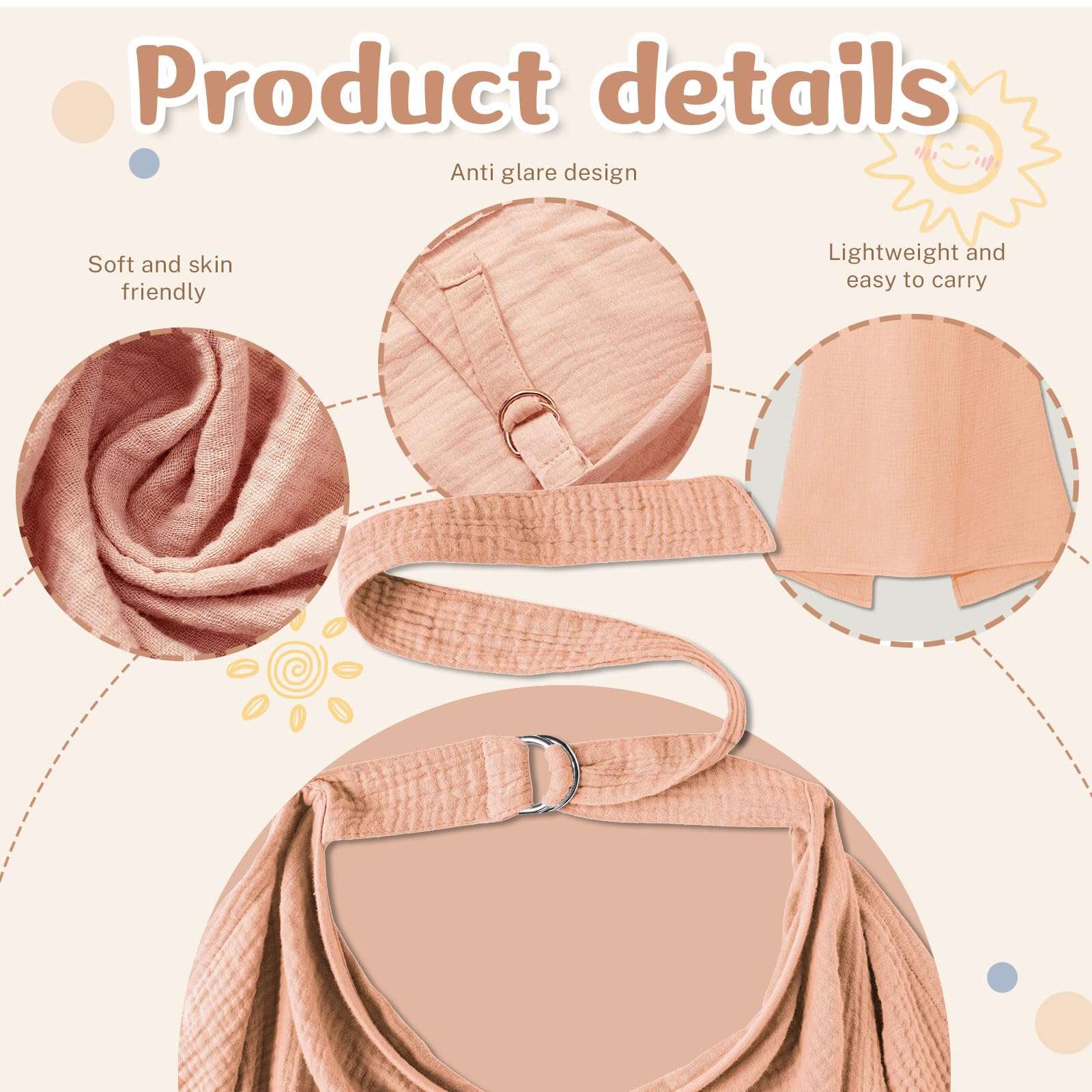 Goiern Nursing Scarf for Travel - Soft & Breathable Muslin Baby Nursing Cover - Lightweight Breastfeeding Shawl for Infants (Rose) - Perfect for On-the-Go Moms, Outdoor Feeding & Privacy