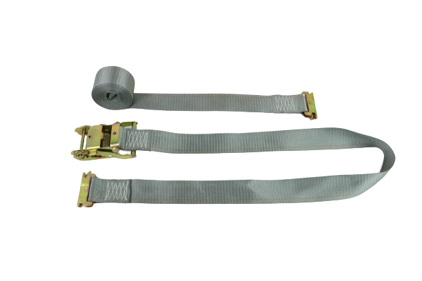 2-Pack 16' Grey Interior Van Strap Ratchet Assembly with E-Track Fitting - Heavy Duty Cargo Tie Downs for Moving, Transport & Storage (Pack of 10)