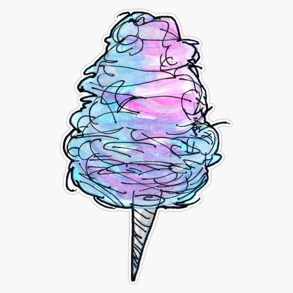 Waterproof Cotton Candy Vinyl Bumper Sticker Decal - 5 Inch Car, Laptop & Water Bottle Decoration for Kids & Teens