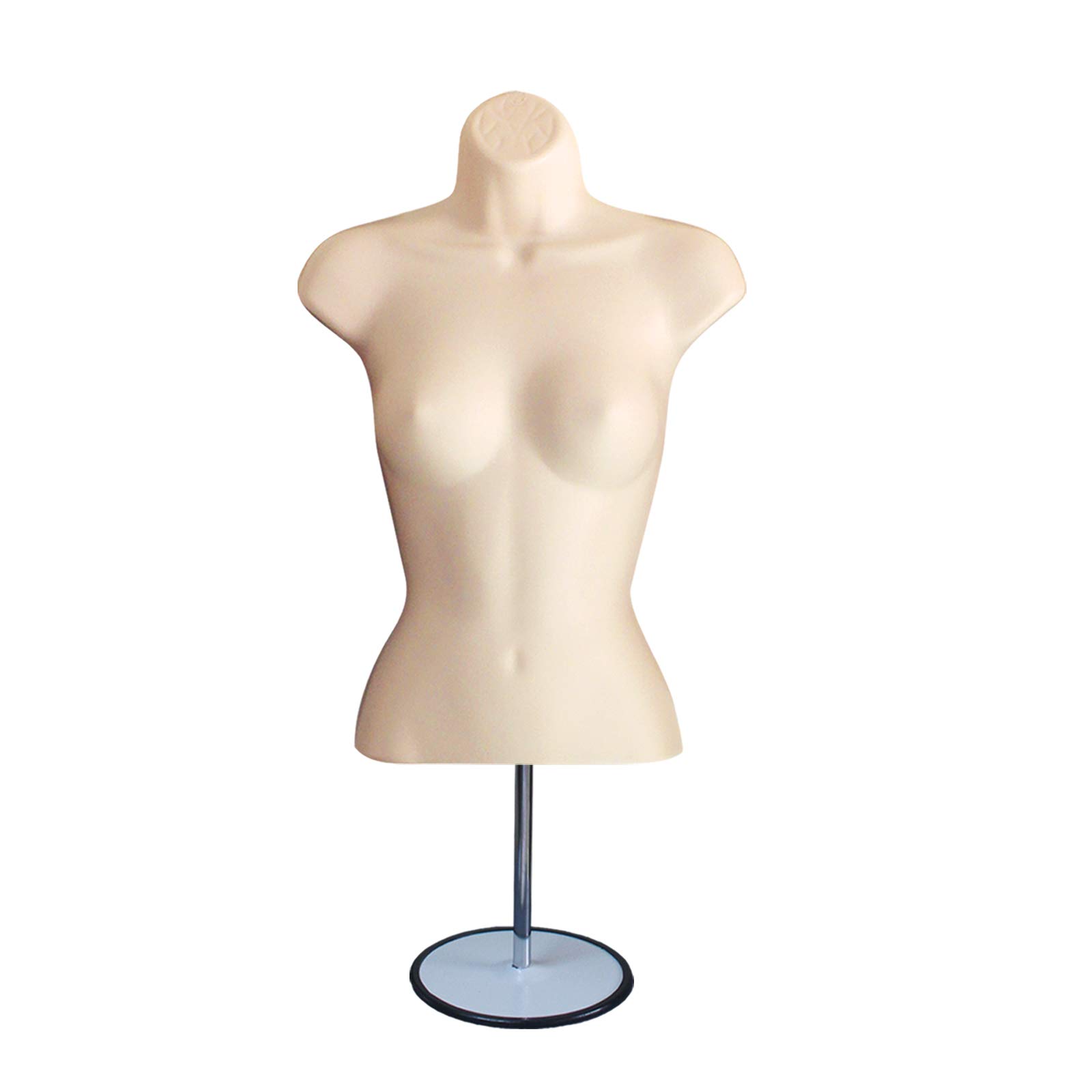 Realistic Male & Female Hollow Back Mannequin Torso Set with Adjustable Metal Stand - Size S/M (4-Pack) for Fashion Display, Photography, and Retail Store Visual Merchandising