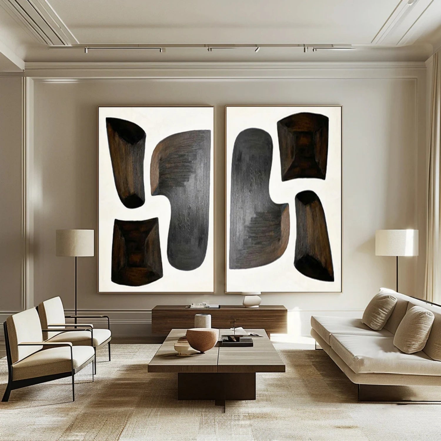 Abstract Painting Set of 2 Modern Wall Art - #AB 404 - Perfect for Living Room, Bedroom & Office Decor
