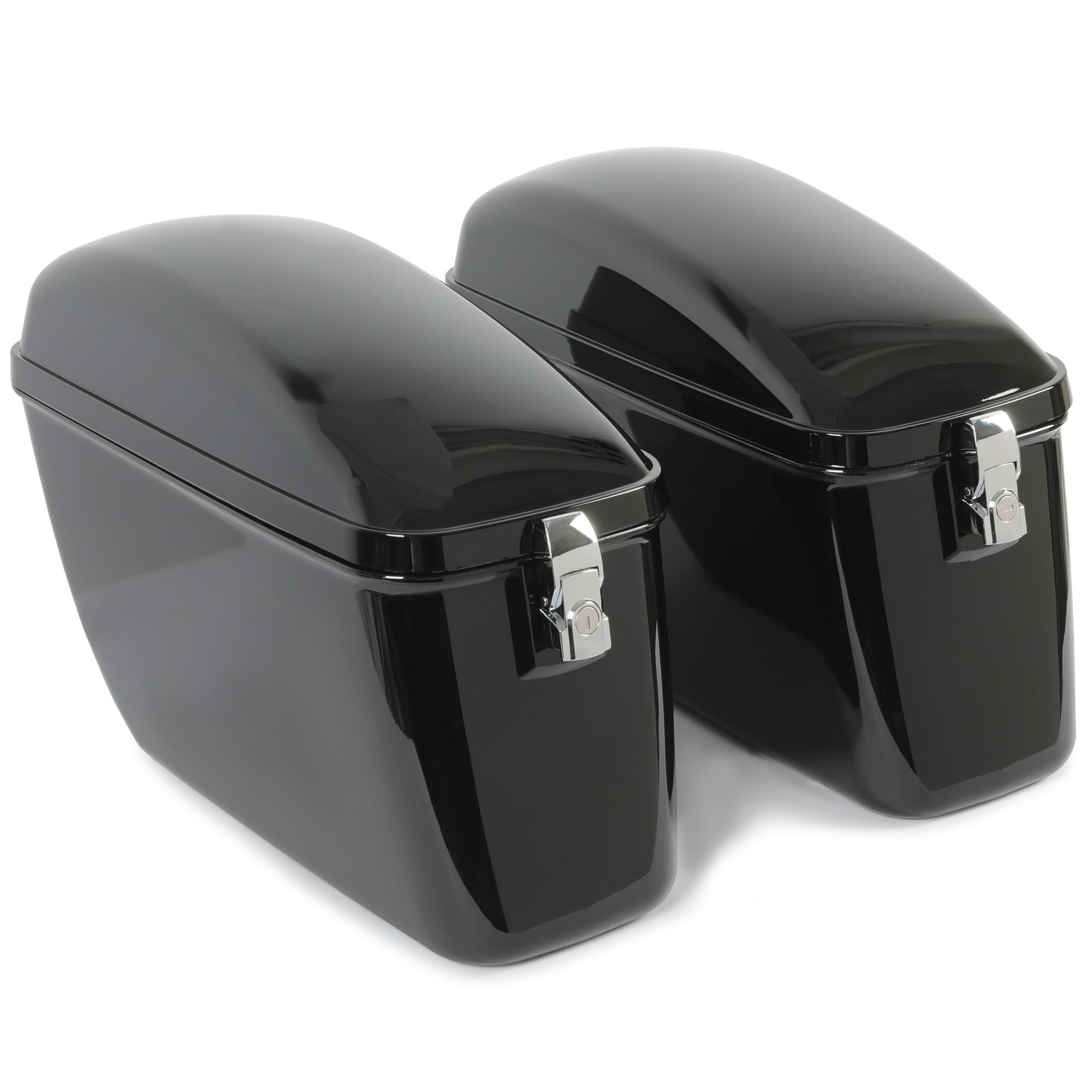 Vivid Black Large Hard Saddlebag Trunk with Mounting Brackets for Harley-Davidson Dyna, Honda, Suzuki, Kawasaki & Yamaha Cruiser Motorcycles - Perfect for Long Rides & Road Trips