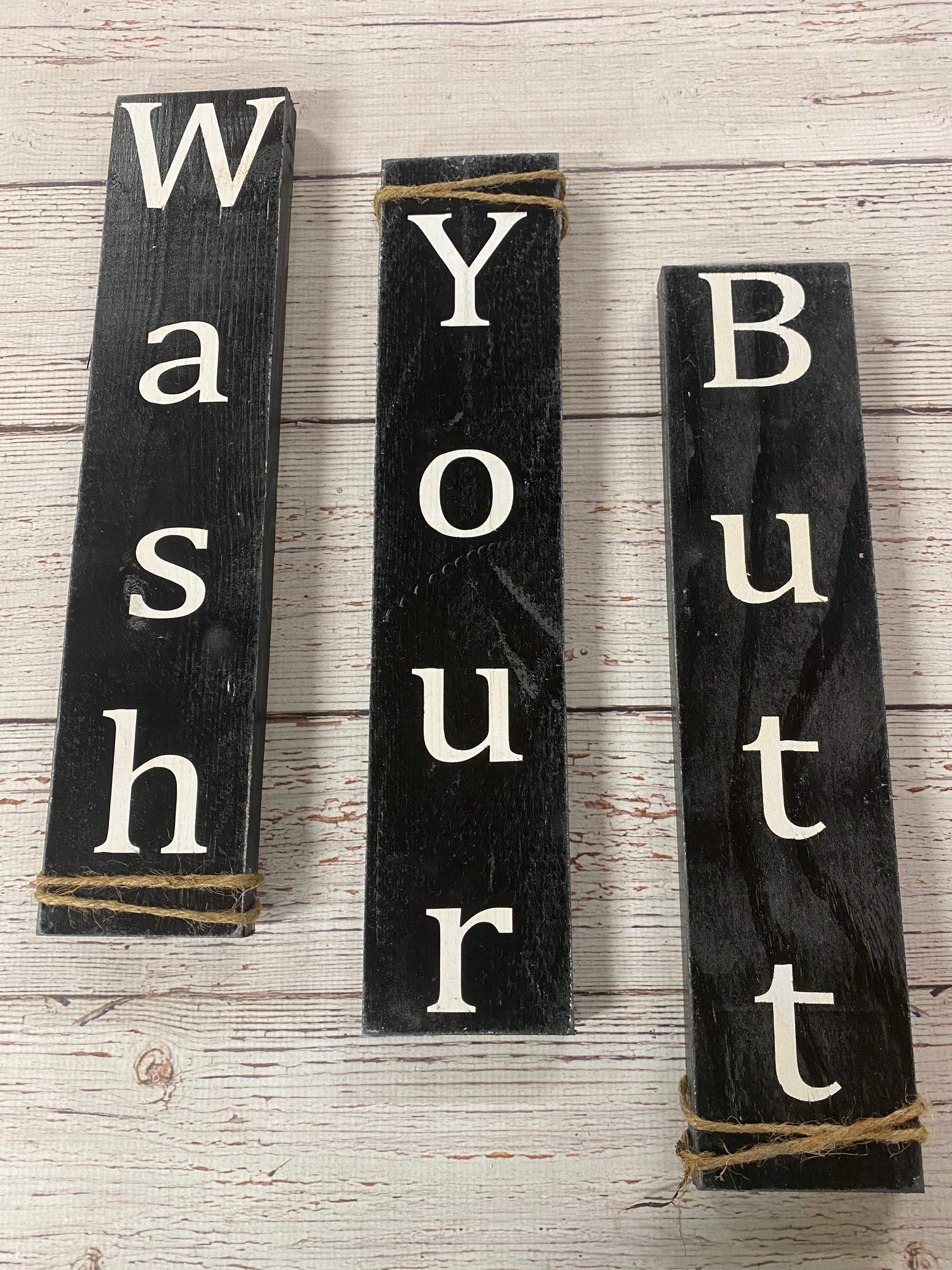 Funny Bathroom Signs - Wash Your Butt Valentine's Day Gift for Her - Farmhouse Decor Rustic Wall Art - Soak Wash Relax - Perfect for Housewarming, Bathroom Decor & Humorous Home Gifts