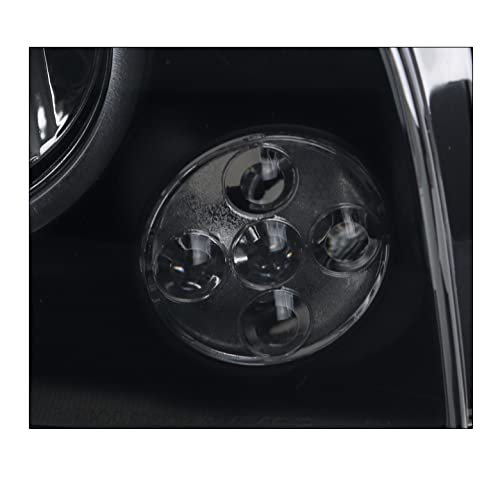 LED Halo Projector Headlights - Black/Smoke - Compatible with 2006-2010 Dodge Charger | High-Performance Car Lighting for Night Driving & Custom Styling