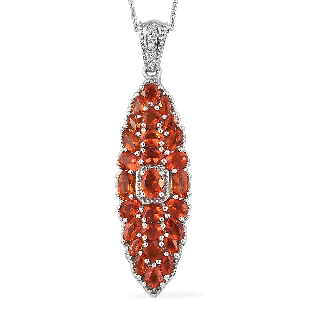 Crimson Fire Opal Zircon 925 Sterling Silver Platinum Plated Pendant Necklace for Women | 20