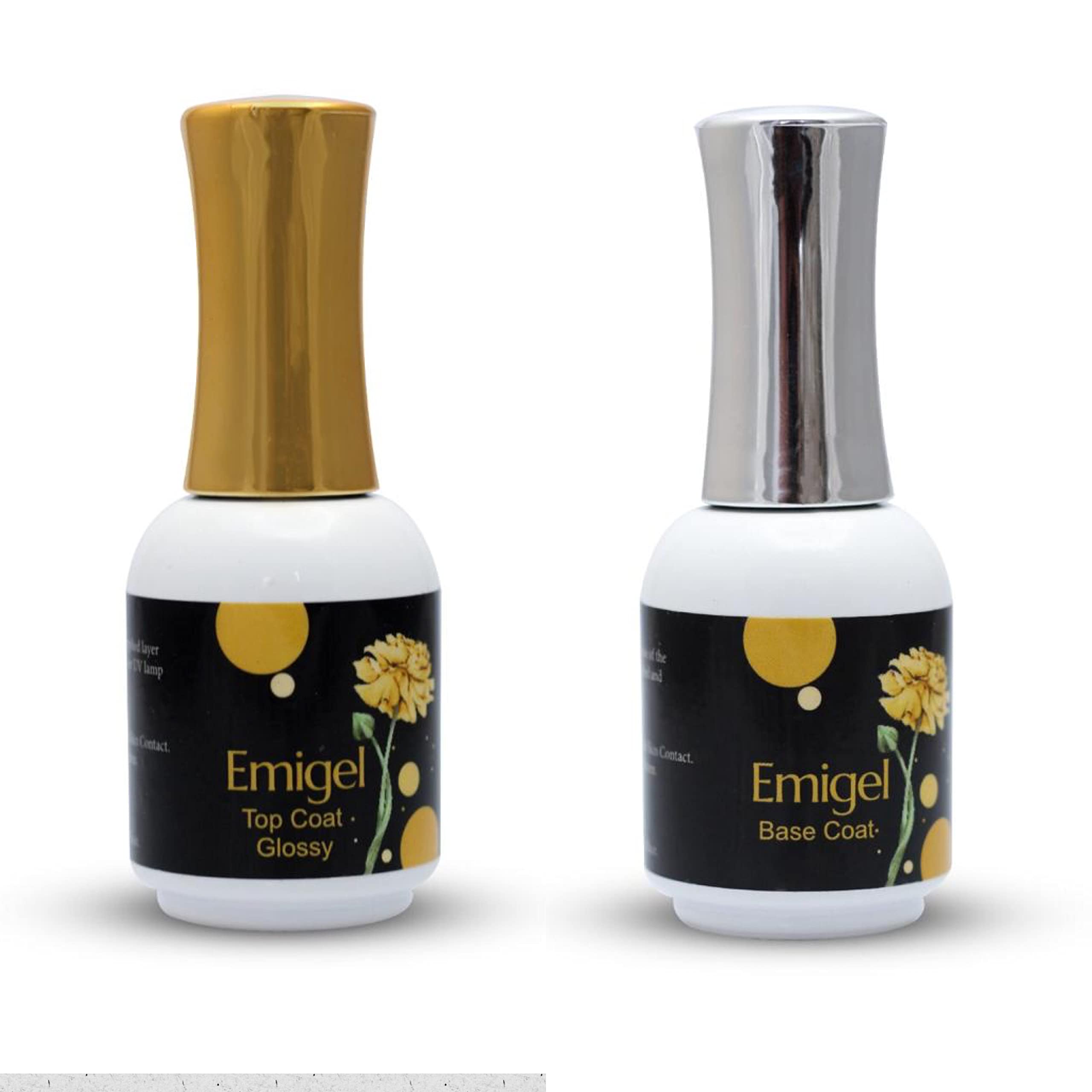 Coslifestore UV Lamp Dry Top Coat & Base Coat Set - 2 Pack (15ml Each) for Permanent Gel Polish & Nail Art - Extra Shine & Long-Lasting Finish | Perfect for Salon & At-Home Manicures