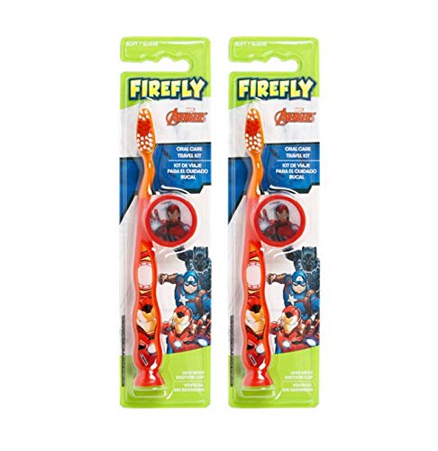 2 Pack Firefly Manual Toothbrush with Iron Man Design - Soft Bristles for Kids & Adults, 4 Count - Perfect for Home, Travel & School Oral Care