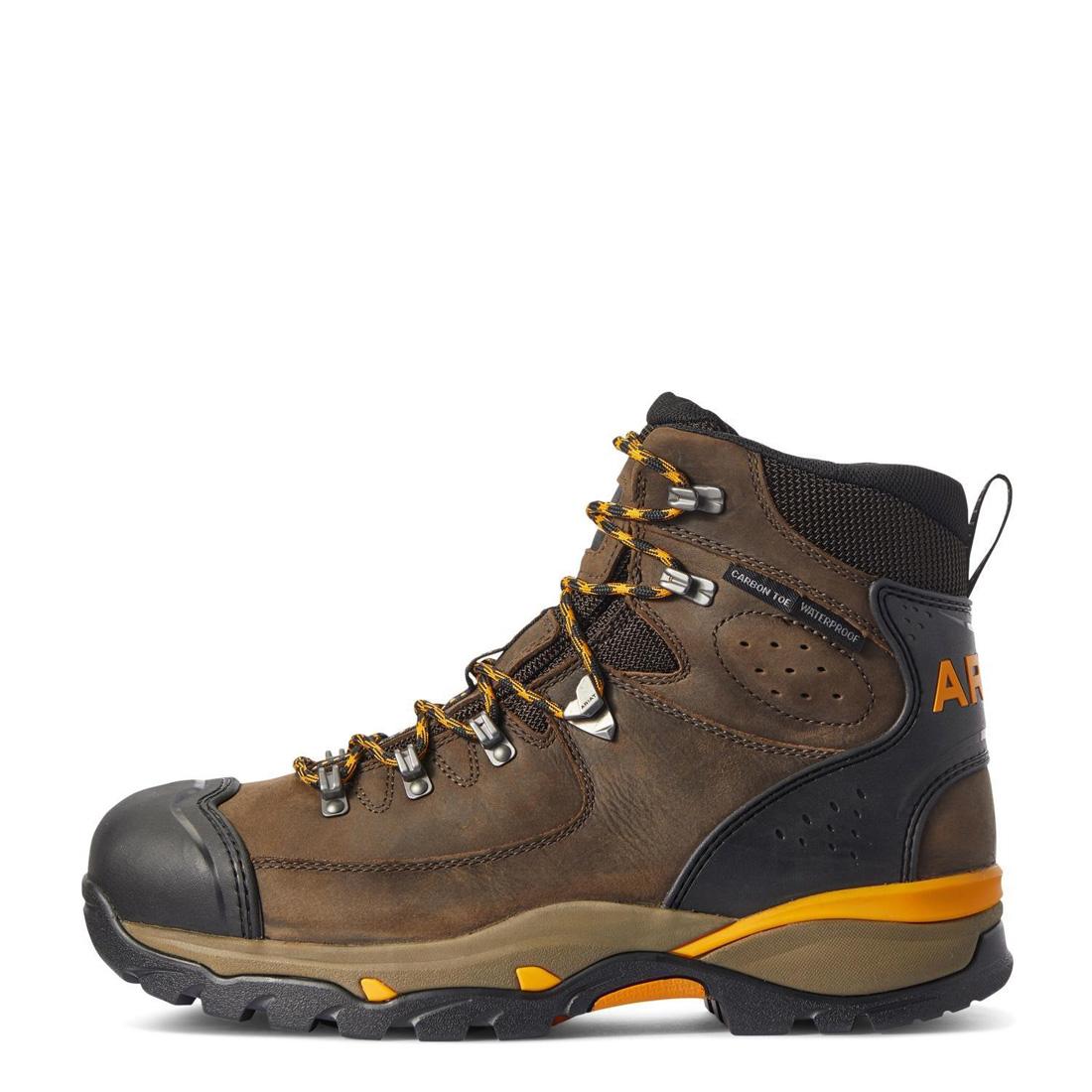 Endeavor 6 Inch Carbon Toe Waterproof Work Boots for Men - Slip Resistant Safety Shoes, Chocolate Brown - Ideal for Construction, Warehouse & Outdoor Work