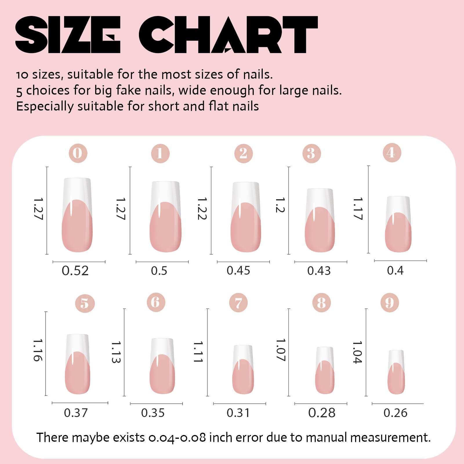 120 Pcs French Tip Press On Nails - Long Square Fake Nails with White Tips, Full Cover Acrylic Glue On Nails & Coffin Style - Includes Adhesive Tabs for Easy Application (12 Sizes) - Perfect for Salon-Quality Manicures at Home, Parties, Weddings & Special Occasions