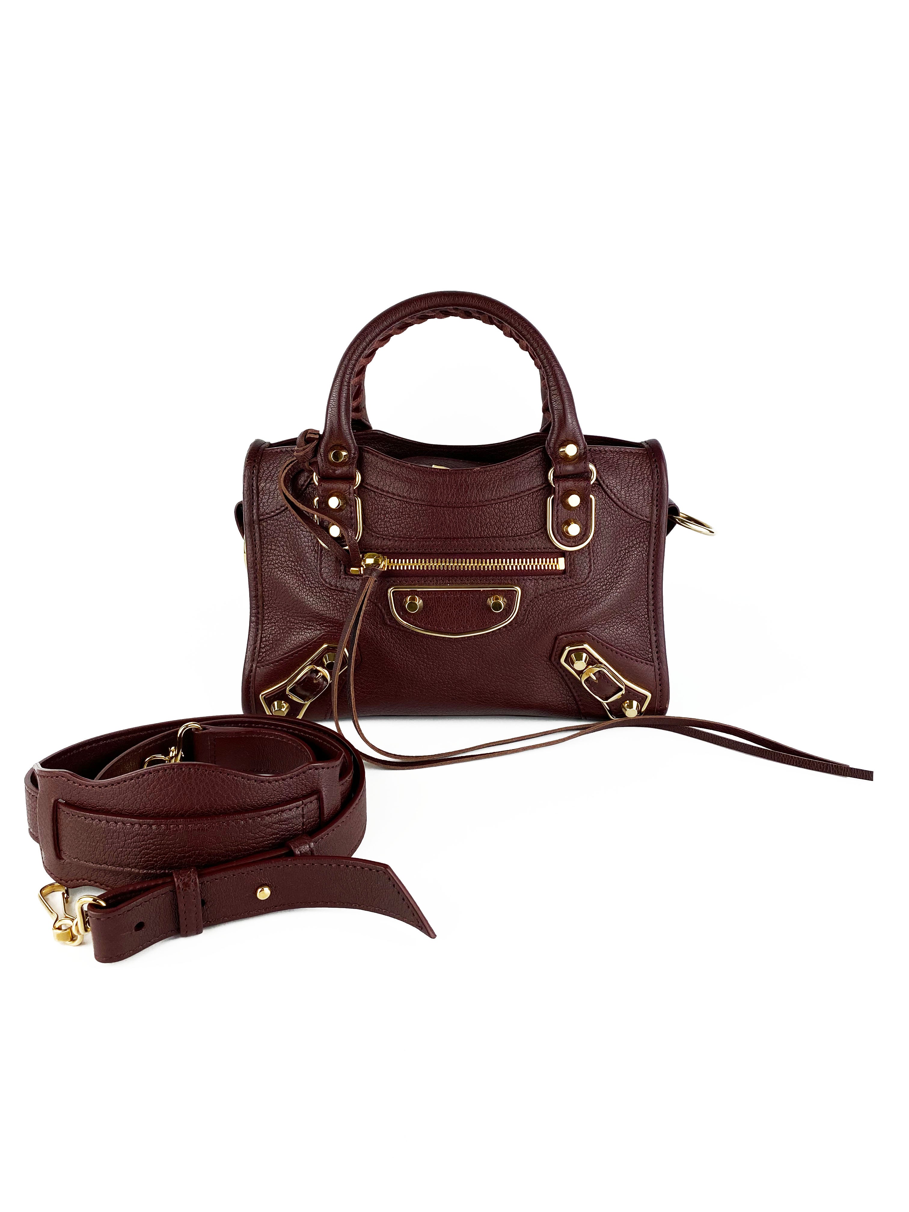 Balenciaga Burgundy Nano Classic City Bag - Stylish Crossbody Handbag for Women | Perfect for Everyday Use, Travel & Night Out
