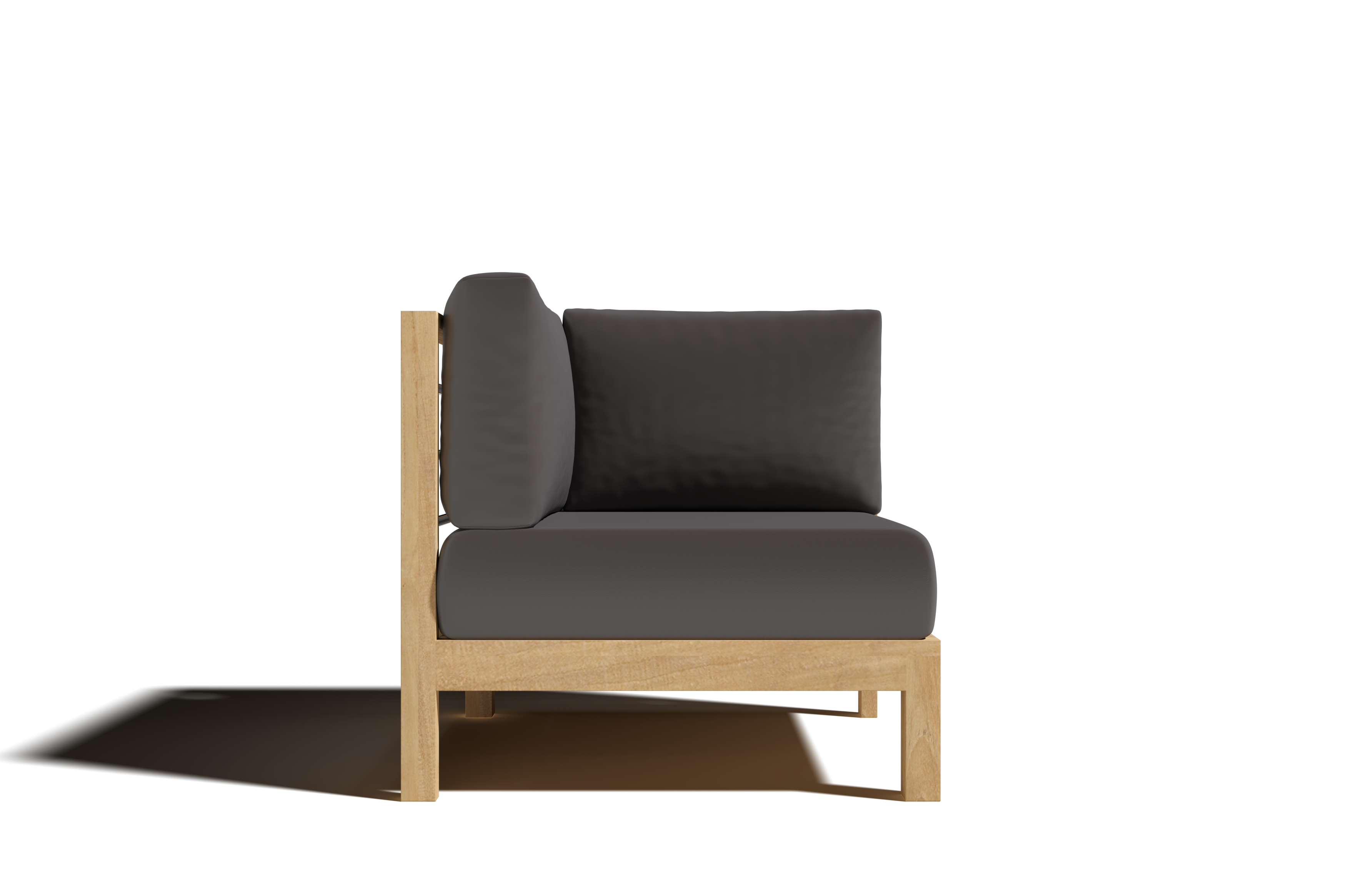 Premium Leon Teak Outdoor Sectional Corner Sofa with Sunbrella Charcoal Cushion - Waterproof & UV Resistant Patio Furniture for Backyard, Poolside & Garden Relaxation