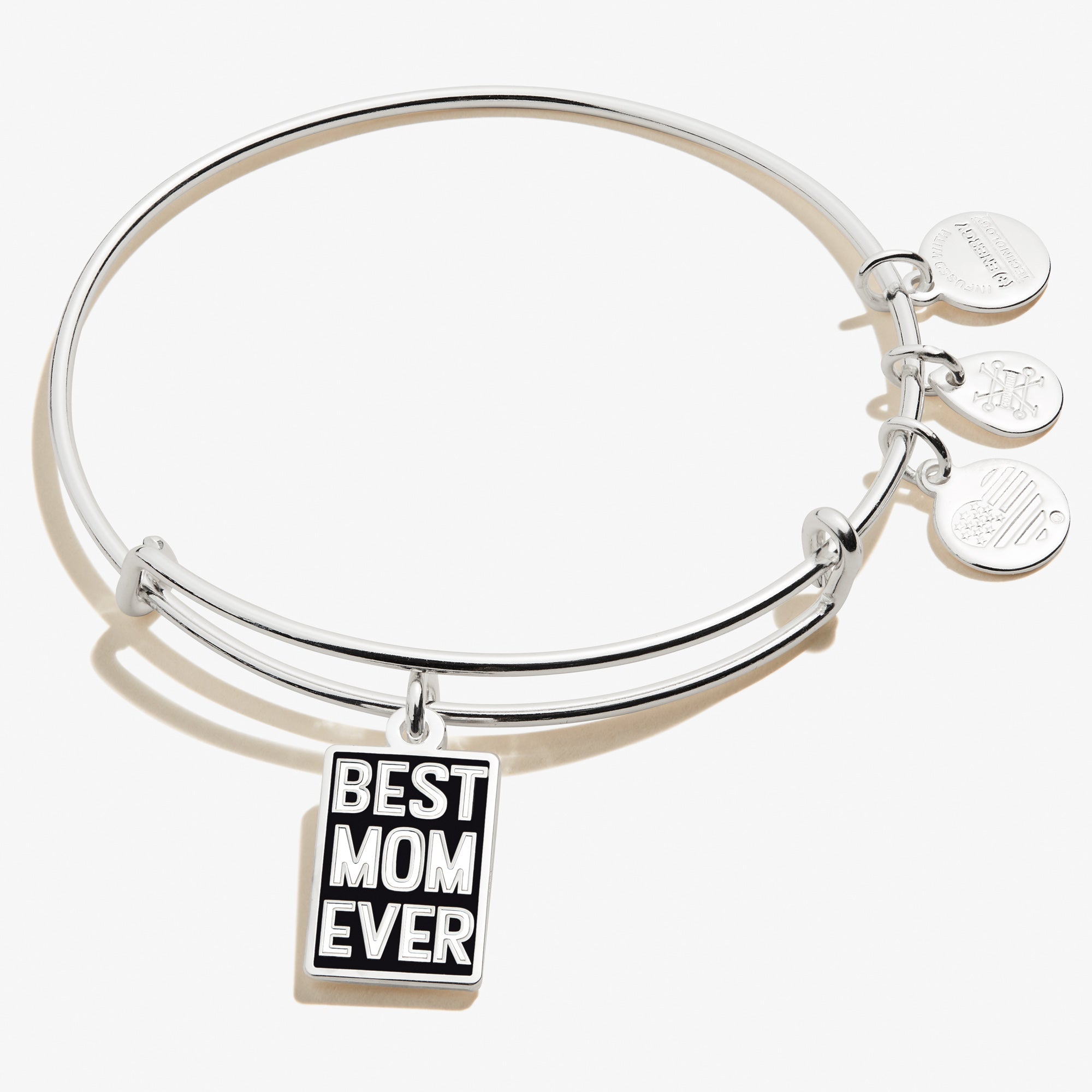 Best Mom Ever Charm Bangle - Sterling Silver Adjustable Bracelet for Women - Perfect Gift for Mother's Day, Birthday & Anniversary