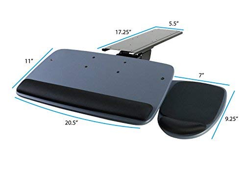 Mount-It! Adjustable Under Desk Keyboard Tray with Ergonomic Wrist Rest - 17.25