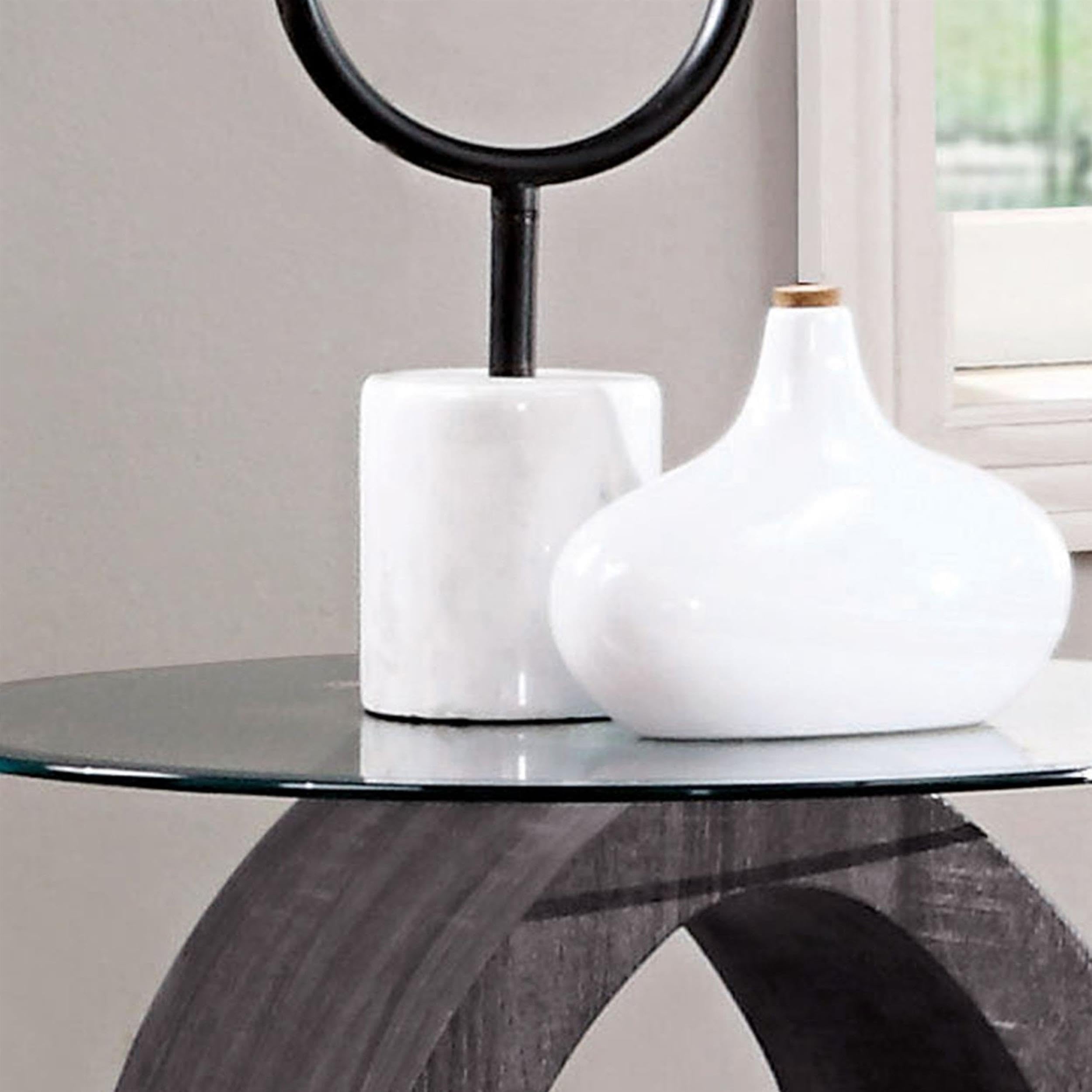 Furniture of America Mason Contemporary Gray Glass Top End Table - Perfect for Living Room, Bedroom & Office Decor