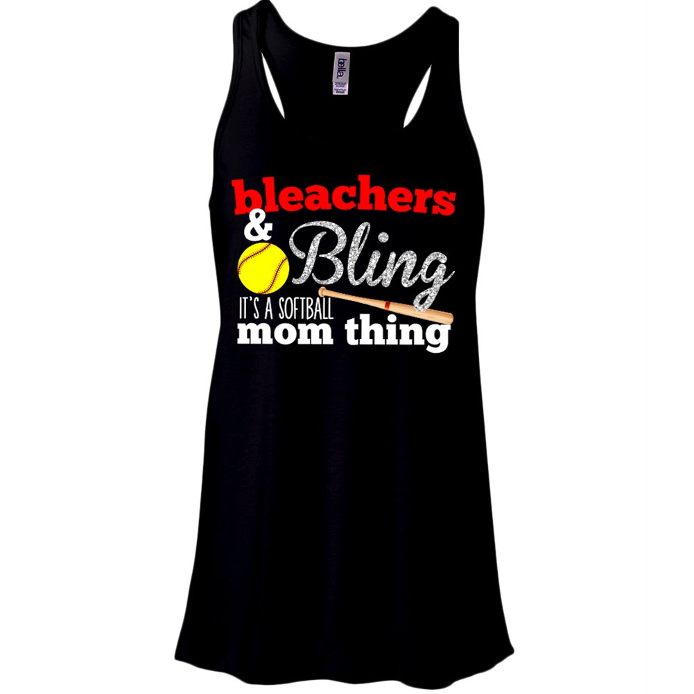 Zoey's Attic Bleachers & Bling Softball Mom Sparkly Tank Top - Black | Softball Game Outfit & Team Spirit Wear