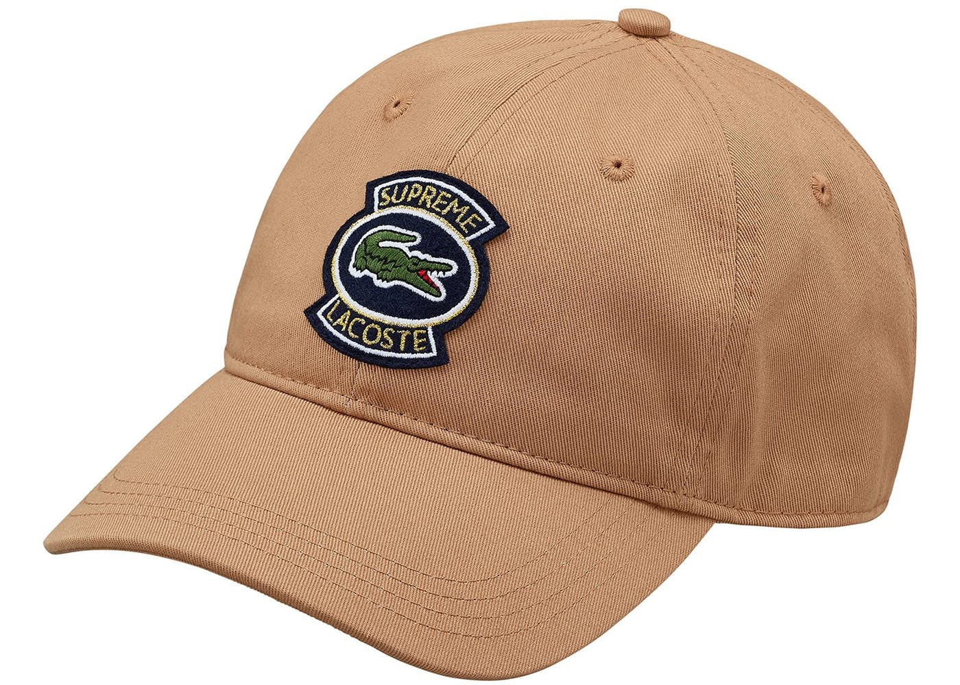 Supreme x Lacoste Twill 6-Panel Hat - Light Brown Baseball Cap for Men & Women | Streetwear Fashion, Casual Wear & Outdoor Activities