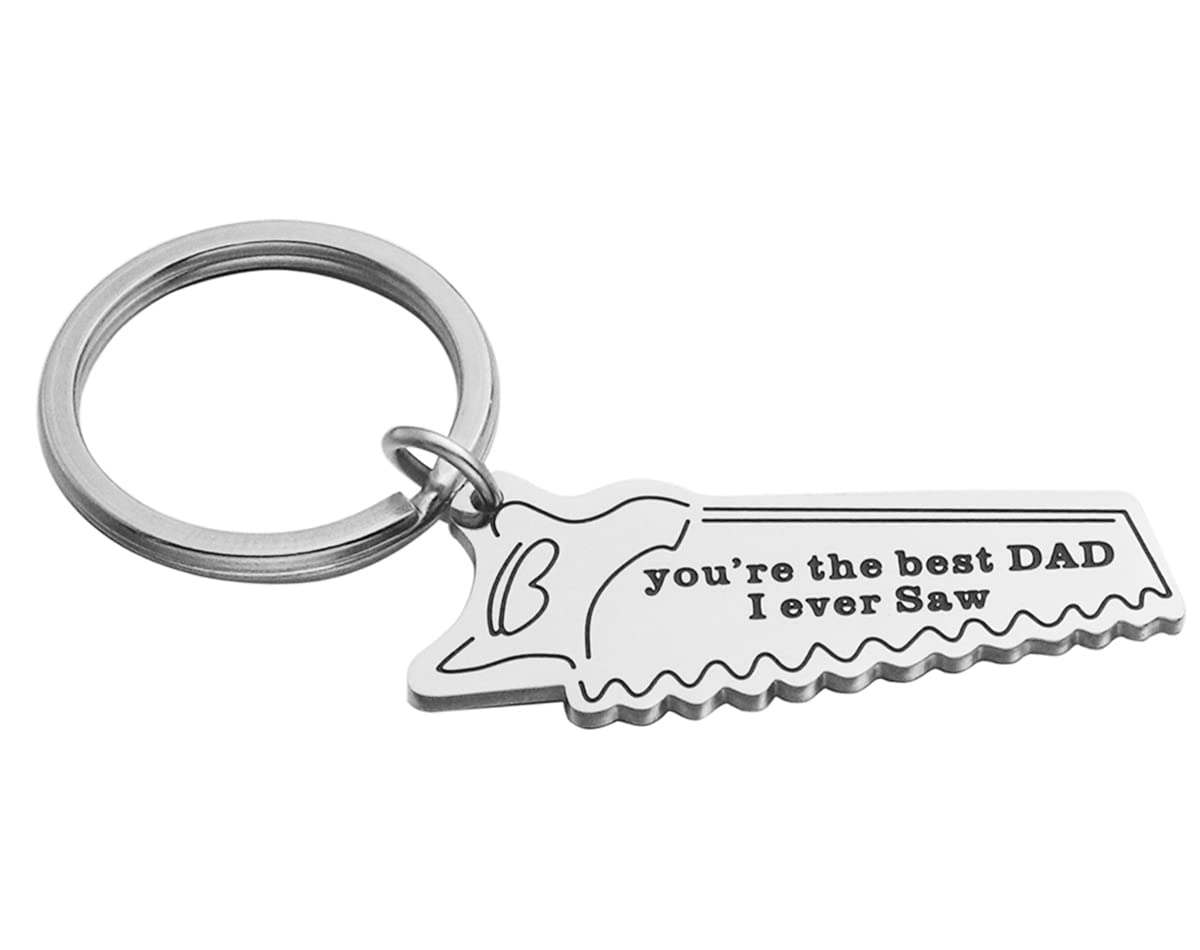Funny Dad & Grandpa Gift Set - Keychain Tape Measure, Hammer & Saw Keyring - Unique Tools for Father's Day, Birthday - Perfect for DIY Enthusiasts & Handymen