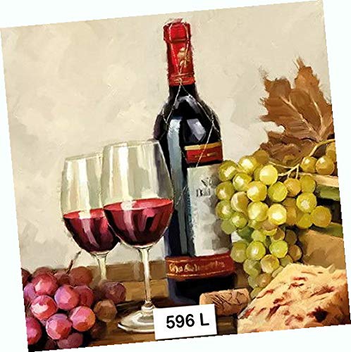 Premium Wine Grapes Cheese Themed Paper Napkins - Elegant 6.5x6.5 Inch Folded Luncheon Napkins (Set of 4) for Dinner Parties, Wine Tasting Events & Decorative Table Setting