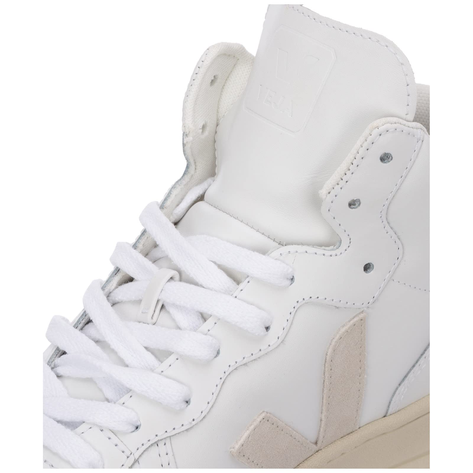 Veja Men's V-15 White Leather Sneakers - Nautico & Sahara Colorway - Casual & Athletic Shoes for Everyday Wear, Workouts & Street Style