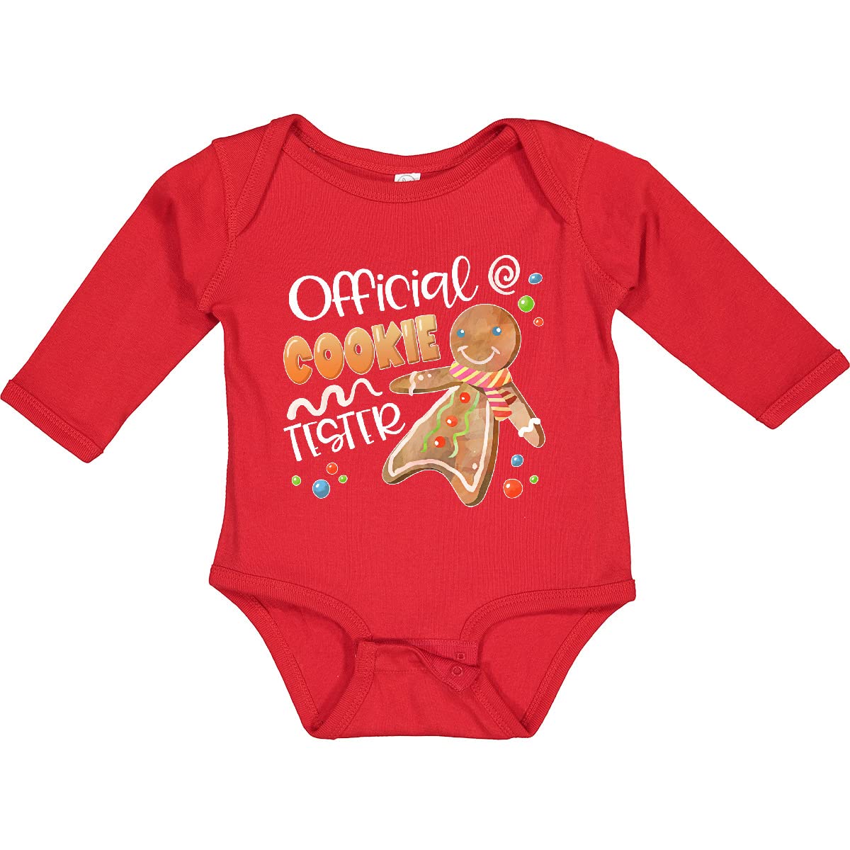 Inktastic Official Cookie Tester Cute Gingerbread Print Long Sleeve Baby Bodysuit - Perfect for Christmas Photos, Holiday Parties & Family Gatherings