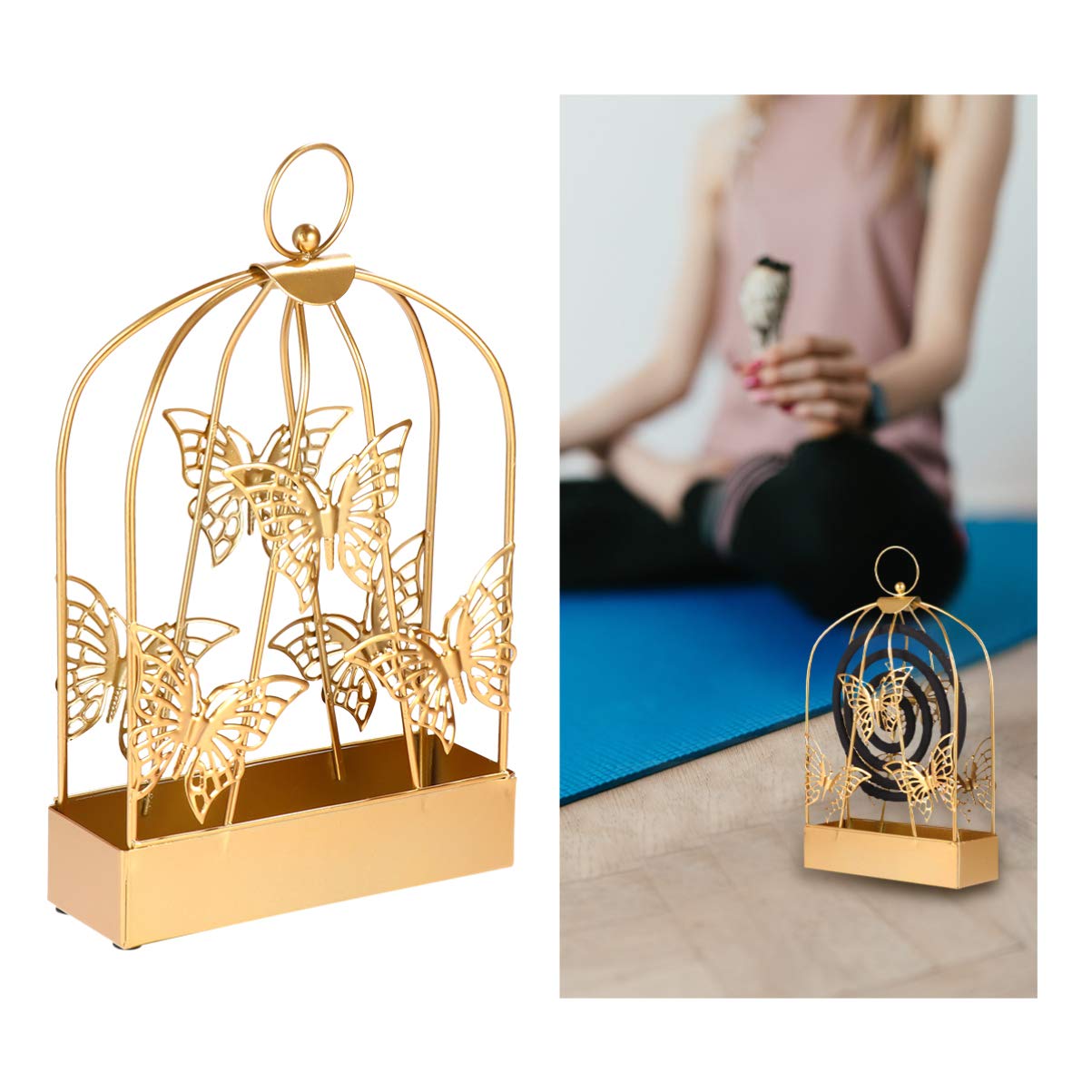 Operitacx Butterfly Shaped Incense Holder & Tray - Creative Resin Incense Burner Bracket for Aromatherapy, Meditation, Yoga and Home Decor