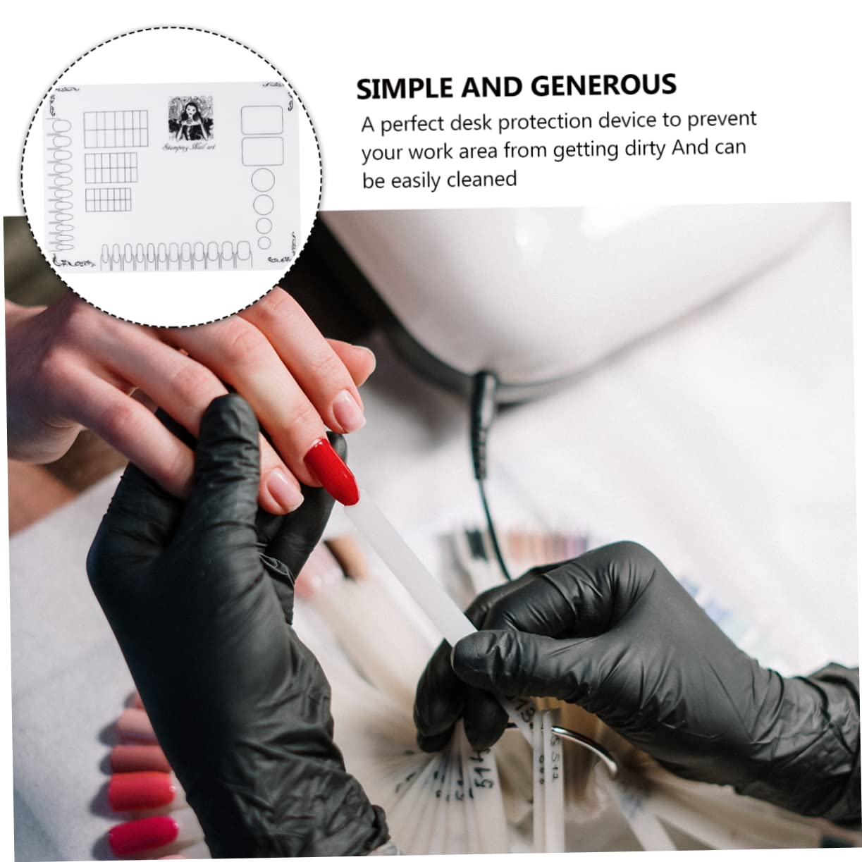 FOMIYES Silicone Manicure Mat for Nail Art Stamping - Non-Slip Nail Polish Coloring Pad with Sticker Guide - Perfect for DIY Nail Designs at Home & Salon Use