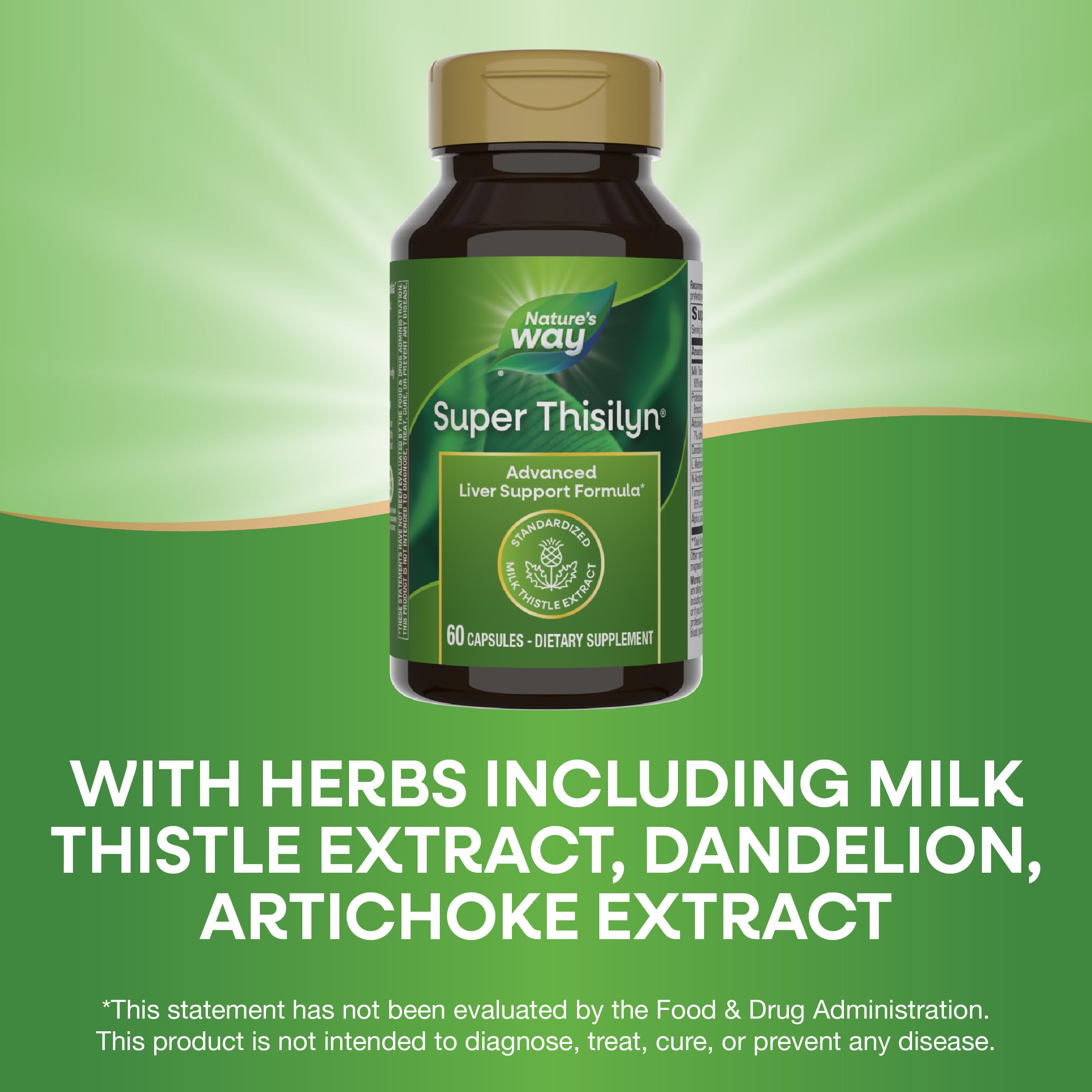 Nature's Way Super Thisilyn Advanced Liver Support Formula with Milk Thistle Extract - 60 Capsules, Gluten-Free Supplement for Detox & Liver Function Support (Packaging May Vary) | Ideal for Daily Wellness, Detox Programs & Liver Health Maintenance