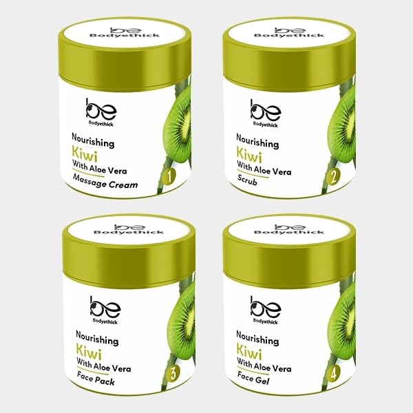 Bodyethick Kiwi & Aloe Vera Nourishing Facial Kit - 4 Step Skincare Solution for Hydration & Glow | Perfect for Dry & Sensitive Skin Care Routine