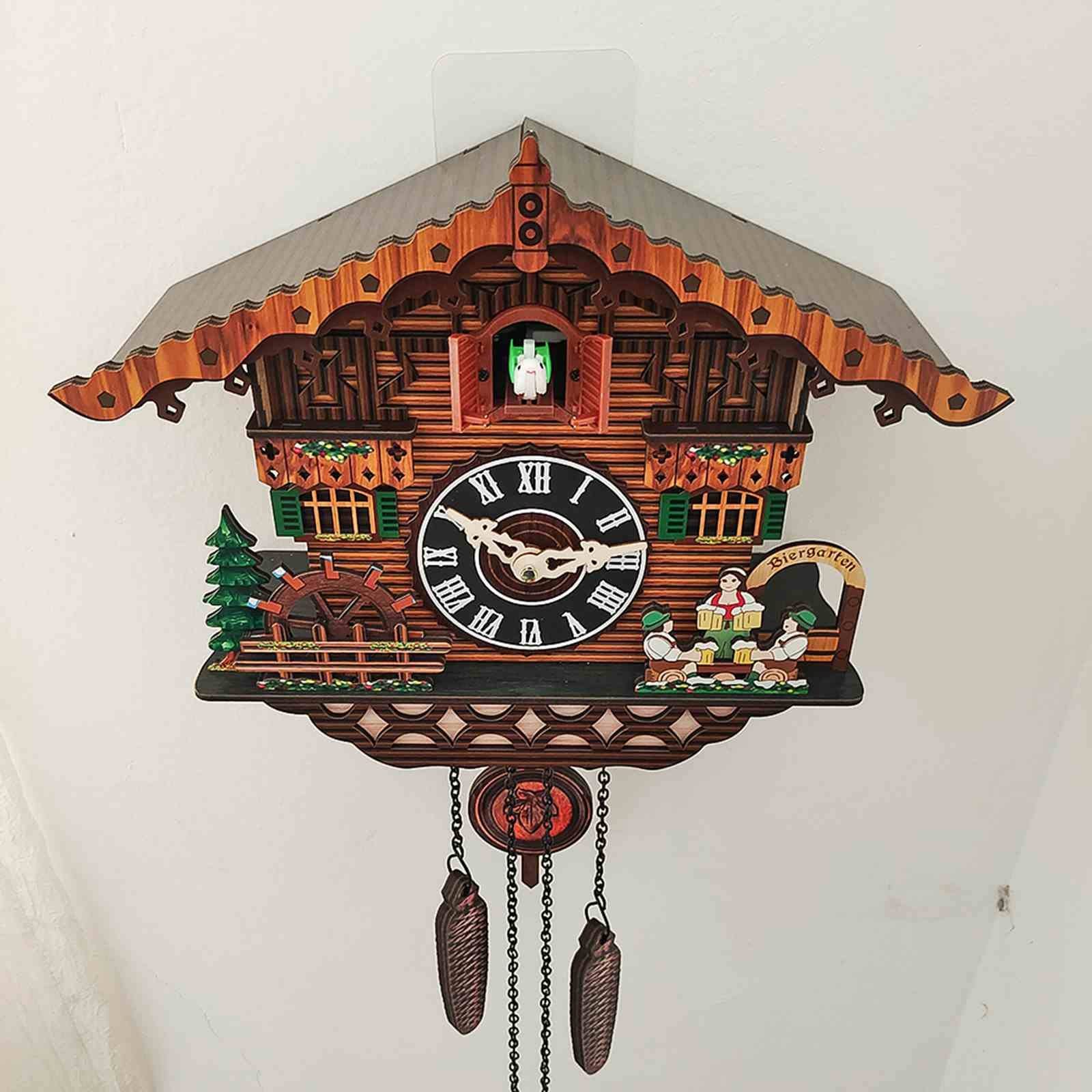 YIISU Handcrafted Wooden Cuckoo Clock - Traditional Chalet Forest House Design with Pendulum, Quartz Movement, Brown (SX8) - Perfect for Home, Cabin, or Office Decor