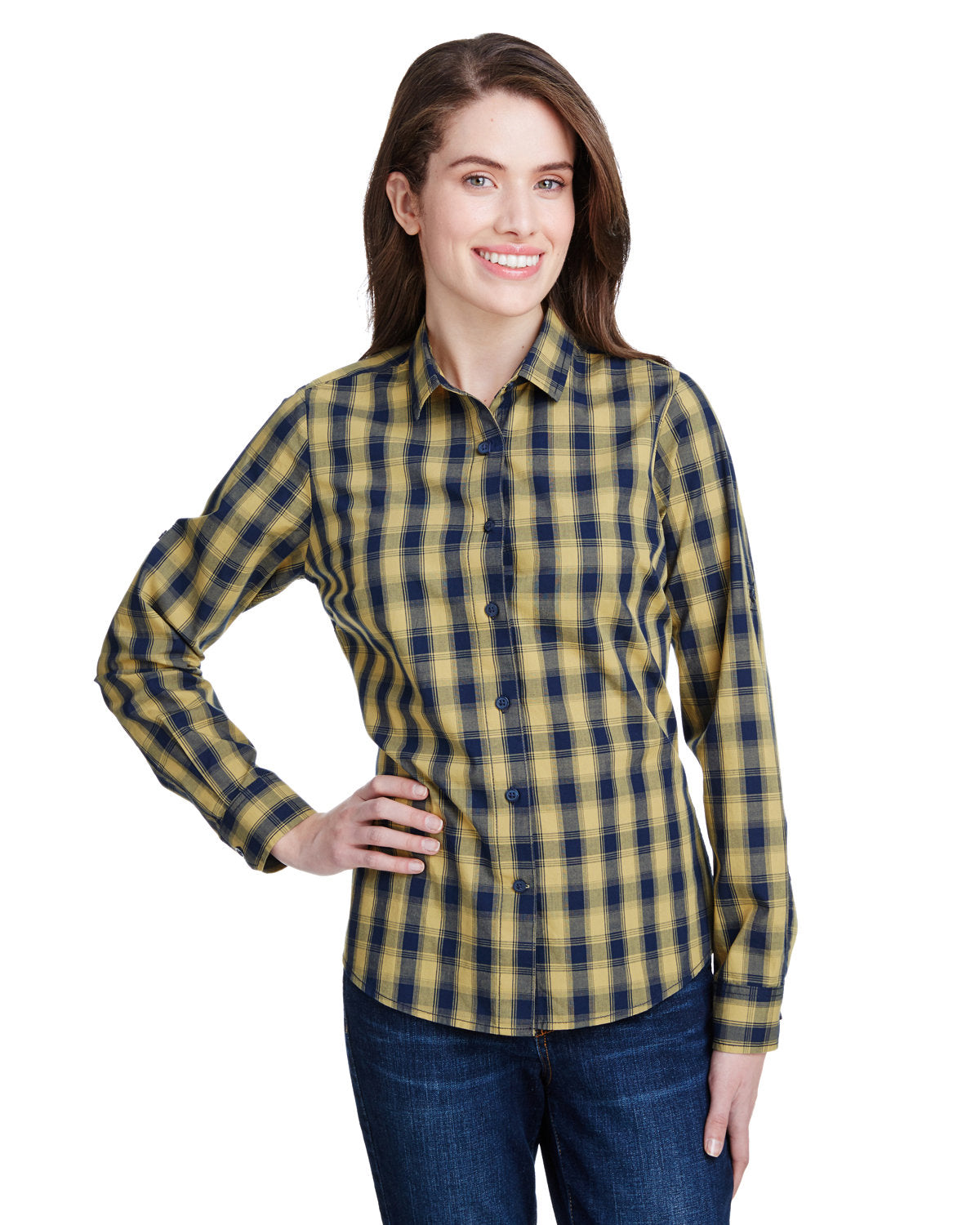 Reprime RP350 Women's Long Sleeve Cotton Checkered Shirt - Artisan Collection - Casual Office Wear & Fall Fashion Staple