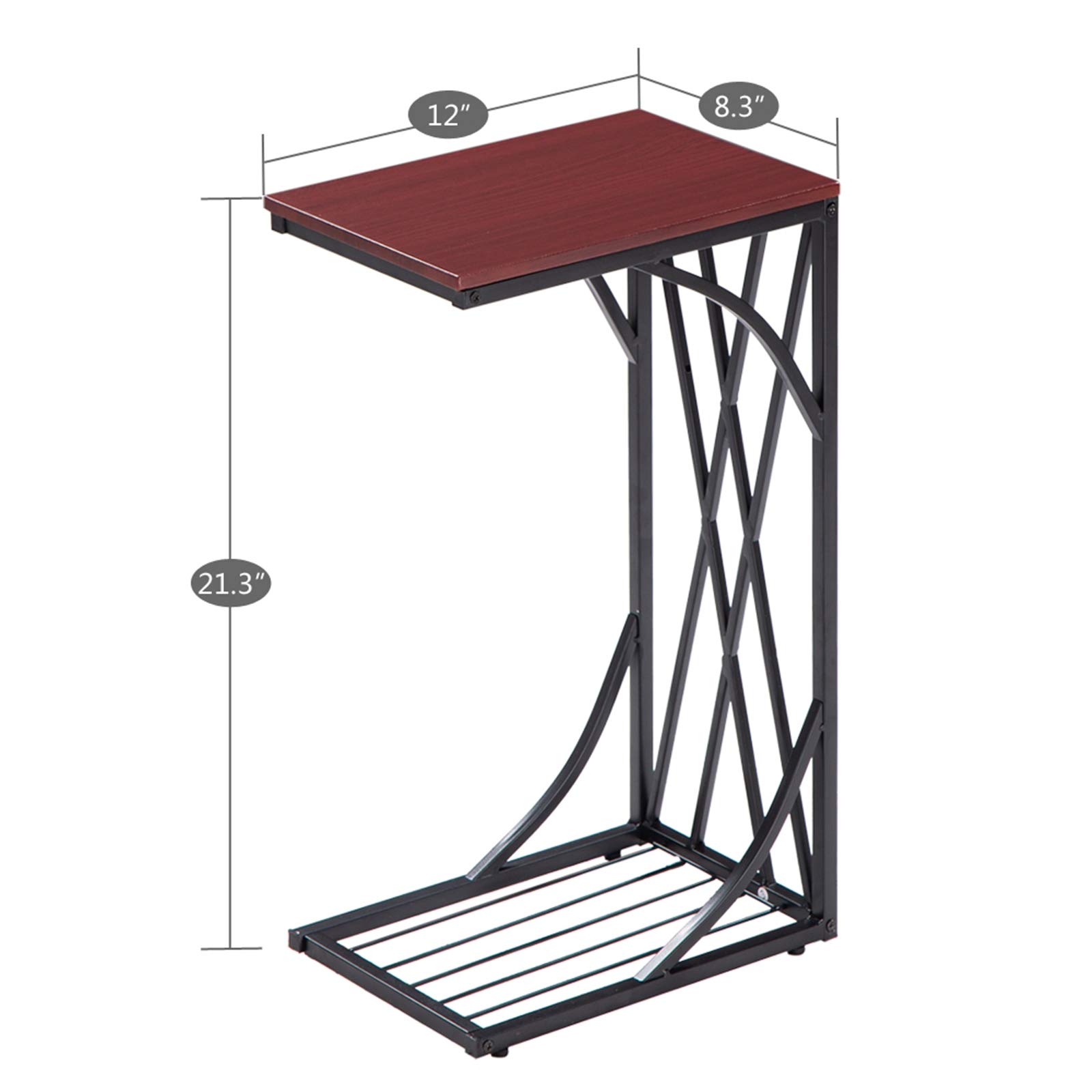 Brown C-Shaped Sofa Side Table - 30.5
