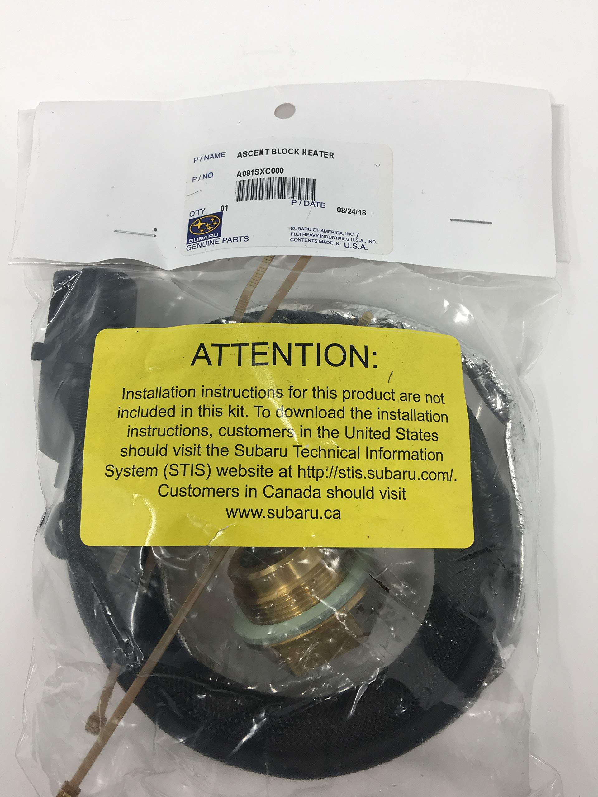 Genuine OEM Subaru Engine Block Heater A091SXC000 - Compatible with 2019-2025 Subaru Ascent | Cold Weather Engine Protection for Winter Driving & Extreme Climates