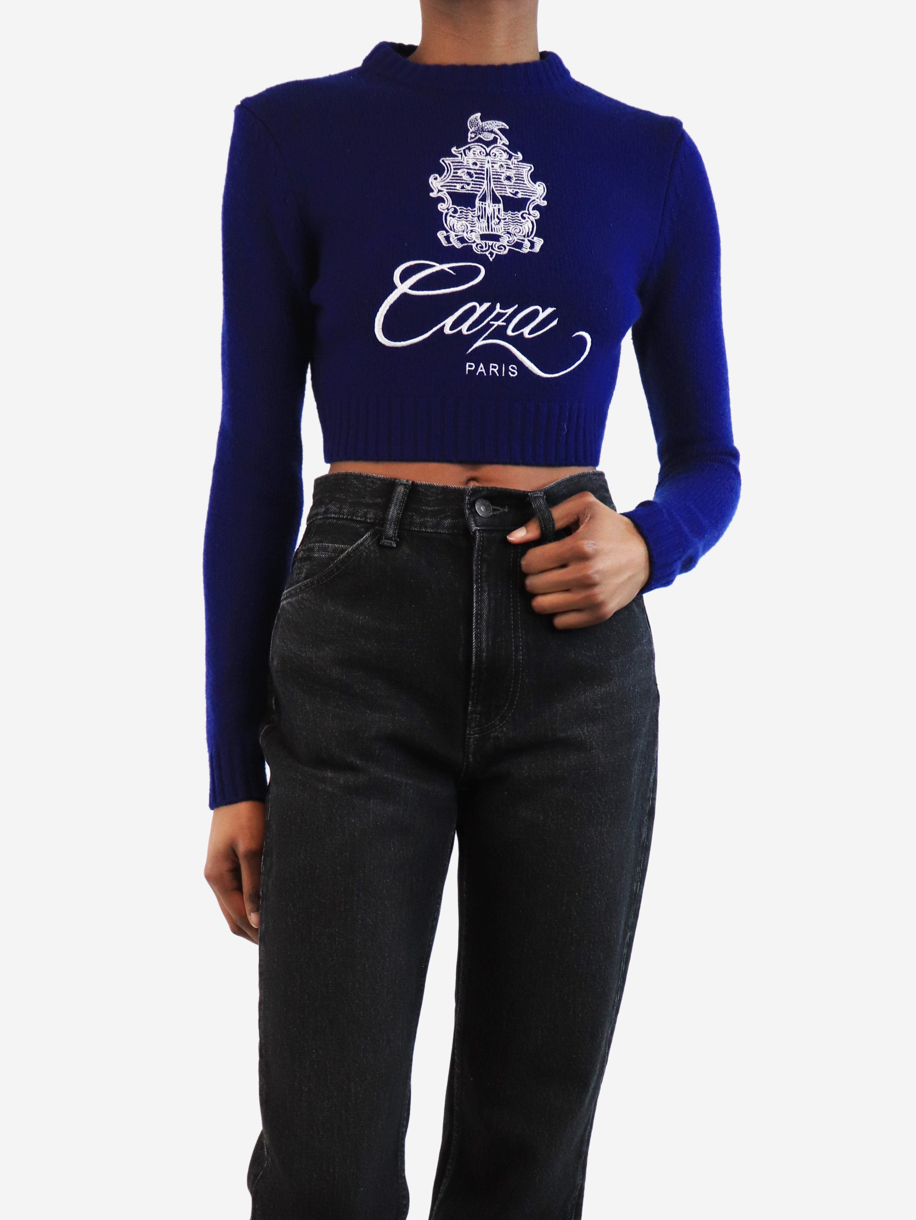 Blue Cropped Jumper Women's XS - Stylish Casual Pullover for Everyday Wear & Layering