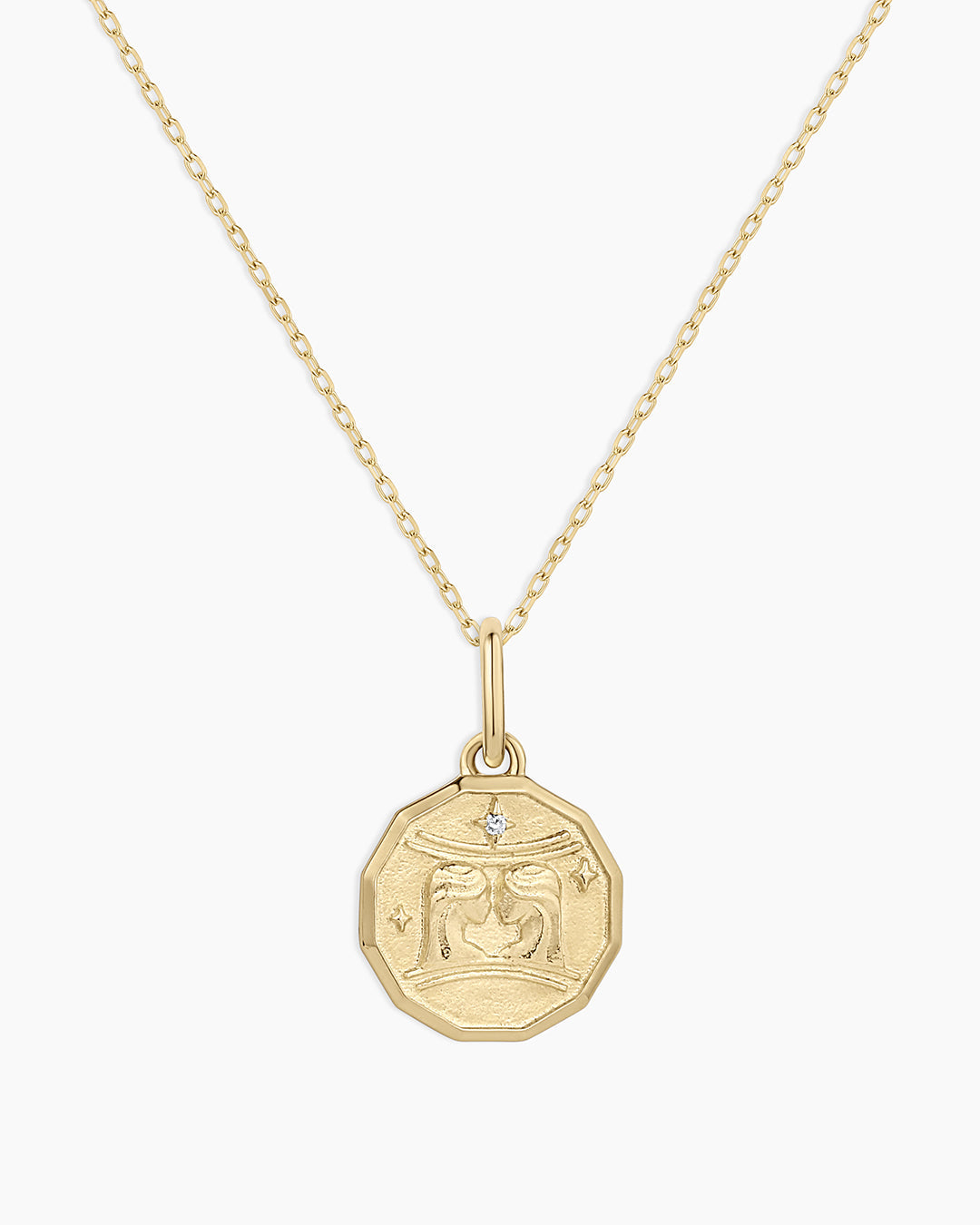 12 Zodiac Diamond Coin Charm Necklace - Elegant Gold Pendant for Women - Perfect for Birthdays, Anniversaries & Gifts