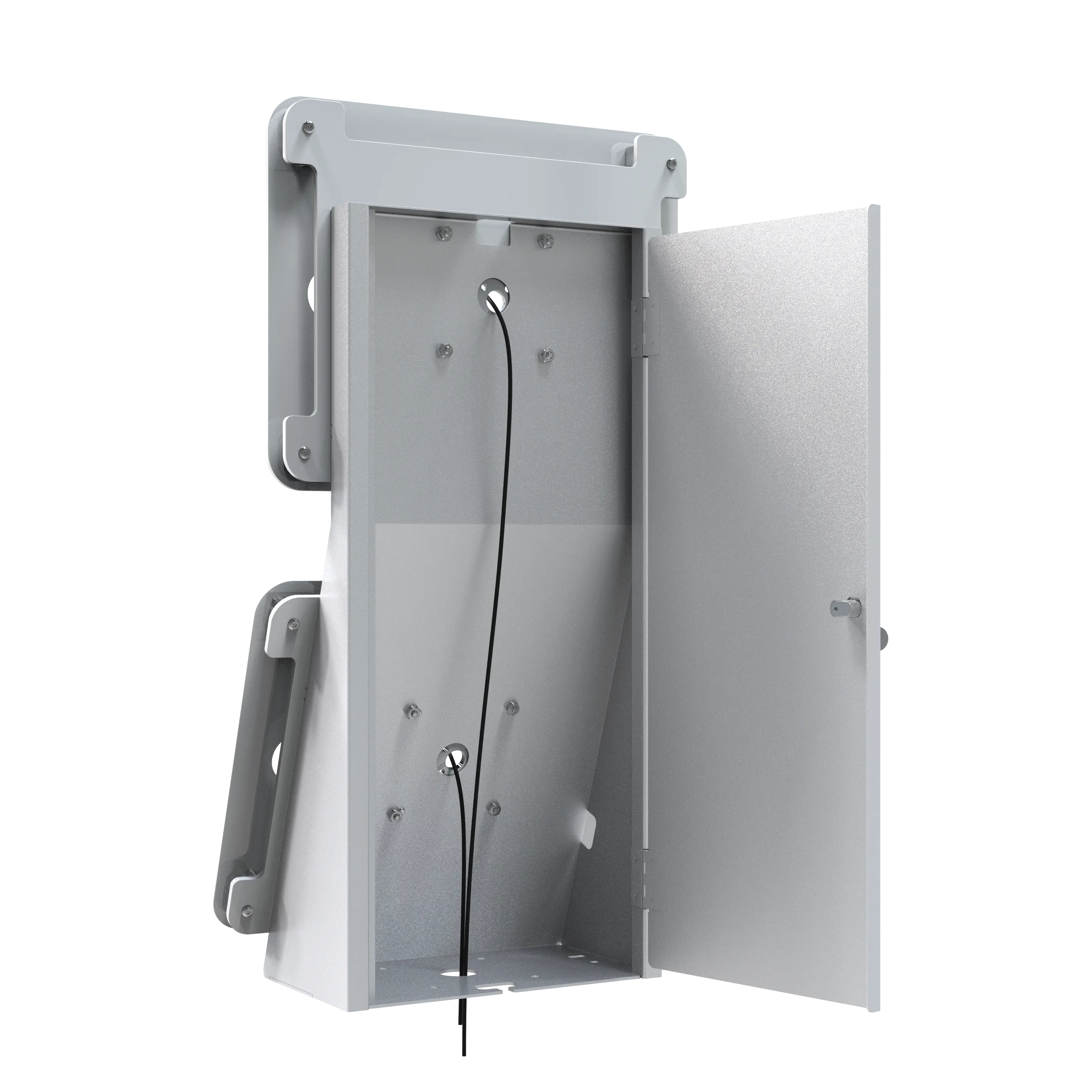 Dual Security Enclosure Desk Mount with Storage Compartment - Heavy Duty Monitor Stand for Office & Home Workspace Organization