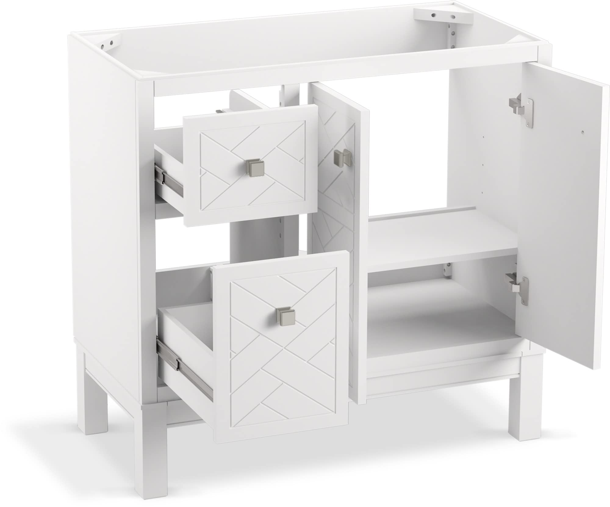 KOHLER Beauxline 36-inch Bathroom Vanity Set with Mirror & Sink - Modern Double Sink Vanity for Master Bathroom or Guest Bath Remodel