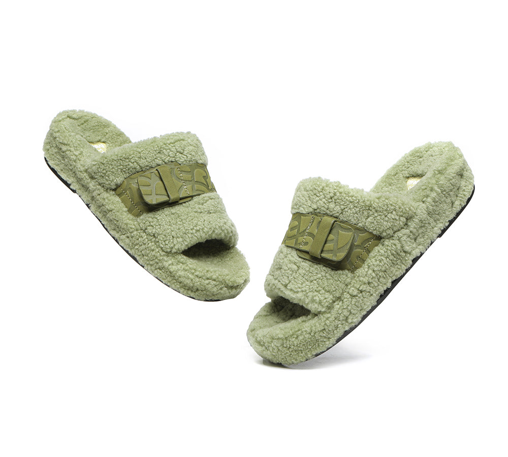 EVERAU® Women's UGG Slippers - Cozy Curly Sheepskin Wool Indoor/Outdoor House Shoes for Winter Comfort & Warmth | Perfect for Home, Office & Travel