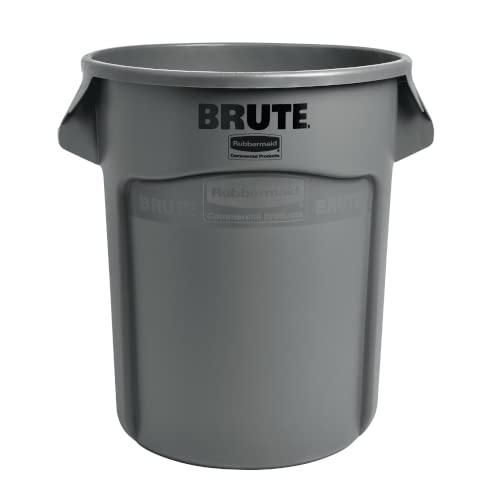 32 Gallon Round Brute Trash Can Set - Heavy Duty Commercial Garbage Bin with Lid for Kitchen, Office, Restaurant & Outdoor Use