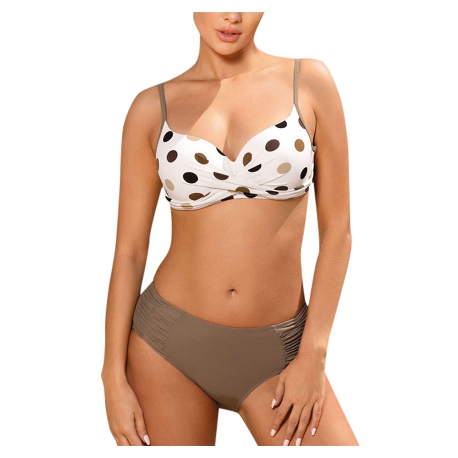 Women's Halter Bikini Top with Underwire - Push-Up Padded Swimwear Set, Fashion Print Waist Design for Beach, Pool & Summer Vacation