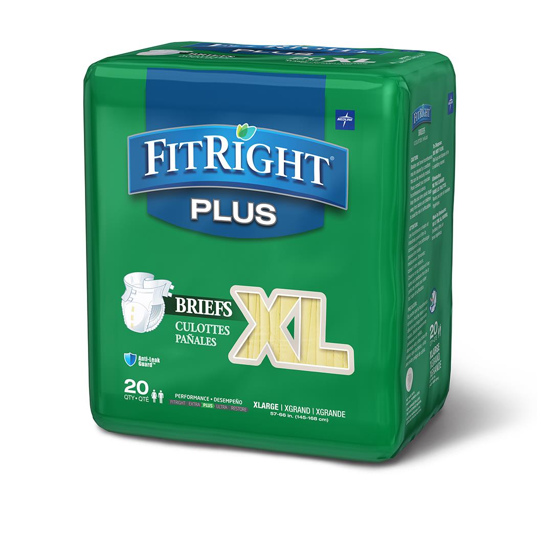 FitRight Plus Adult Incontinence Briefs for Women & Men - Maximum Absorbency & Leak Protection - Comfortable & Disposable Underwear for Overnight Use, Travel & Active Lifestyles