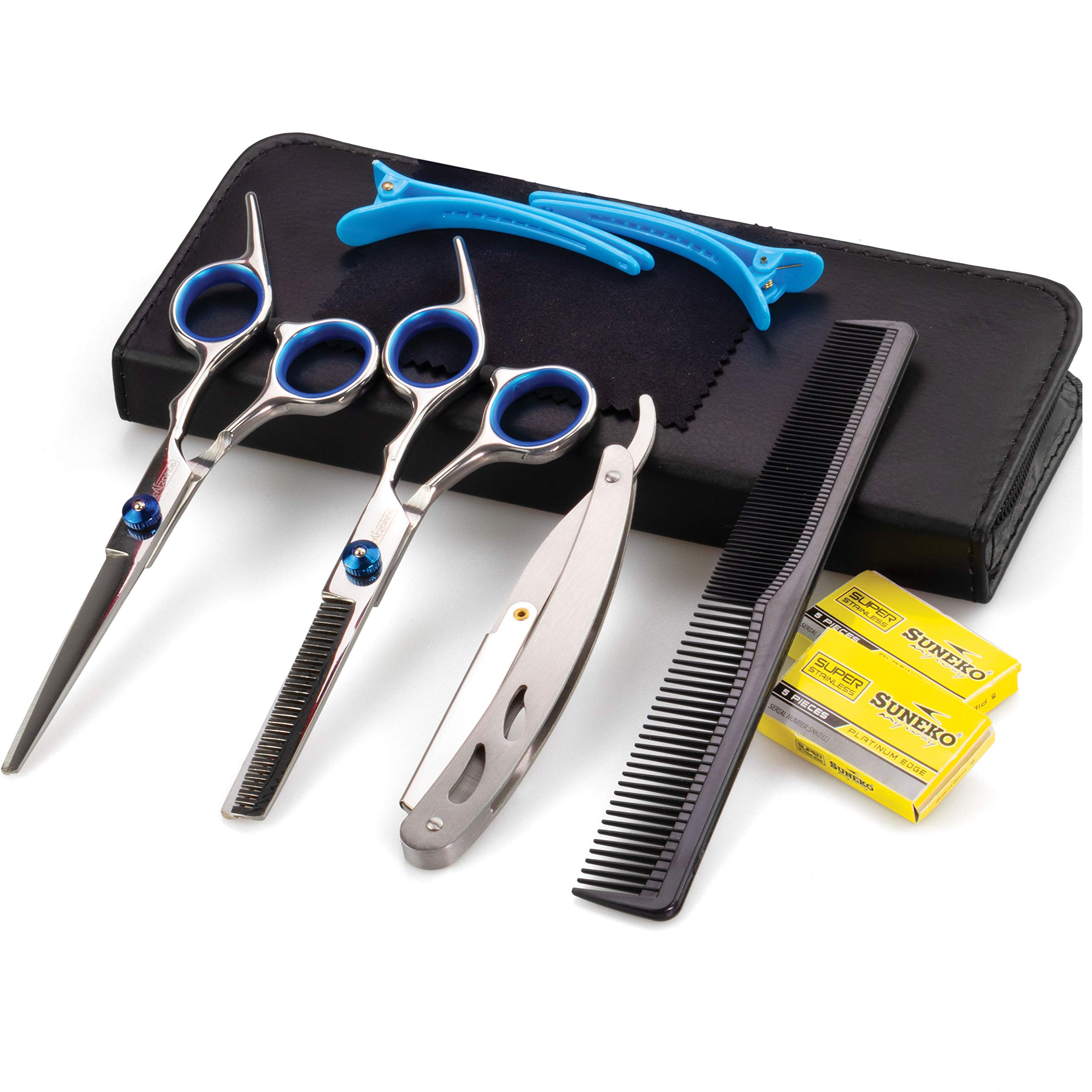 Professional Hair Cutting Scissors for Men & Women - Afzonos Barber Shears with Double Tips for Precision Styling, Trimming & Hairdressing - Perfect for Salon, Home & Travel Use