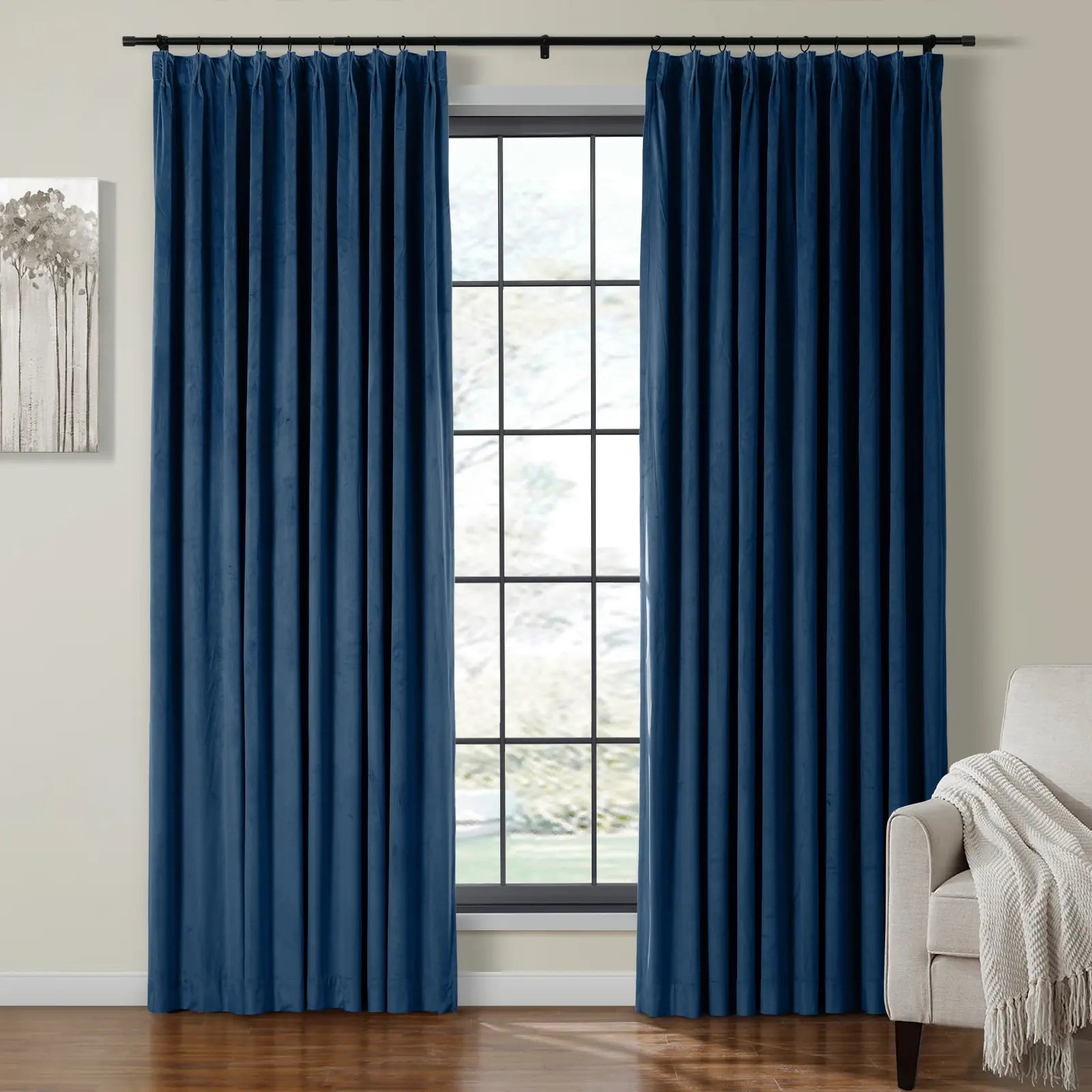 Birkin Velvet Curtain Pleated - Luxurious Blackout Drapes for Living Room & Bedroom - Elegant Window Treatment for Home Decor