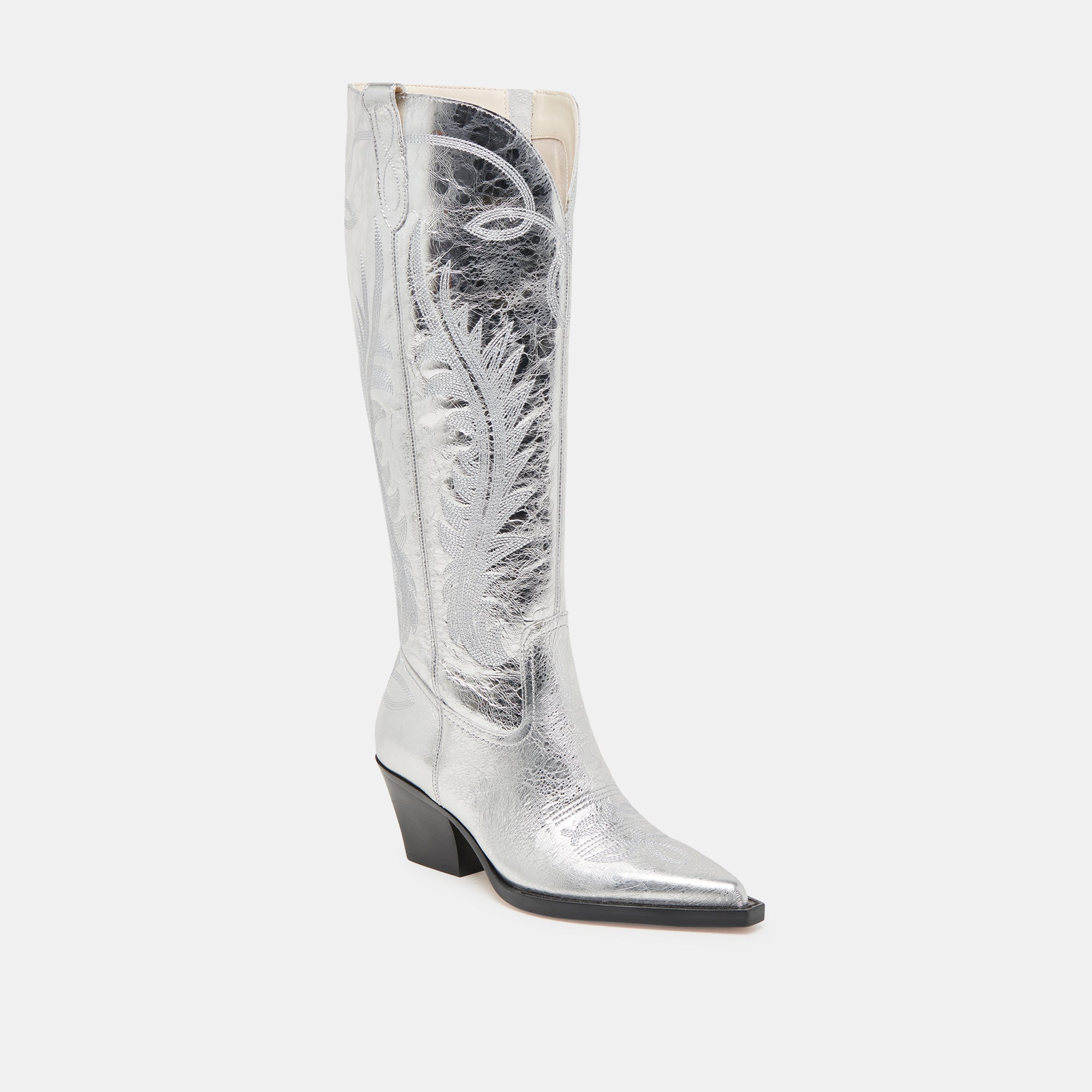 RYATT Extra Wide Calf Boots for Women - Silver Distressed Leather Ankle Boots | Comfortable & Stylish for Casual Wear, Office & Night Out